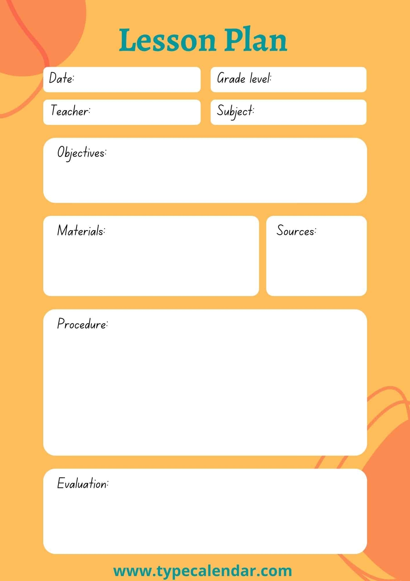 Free Printable Lesson Plan Templates
