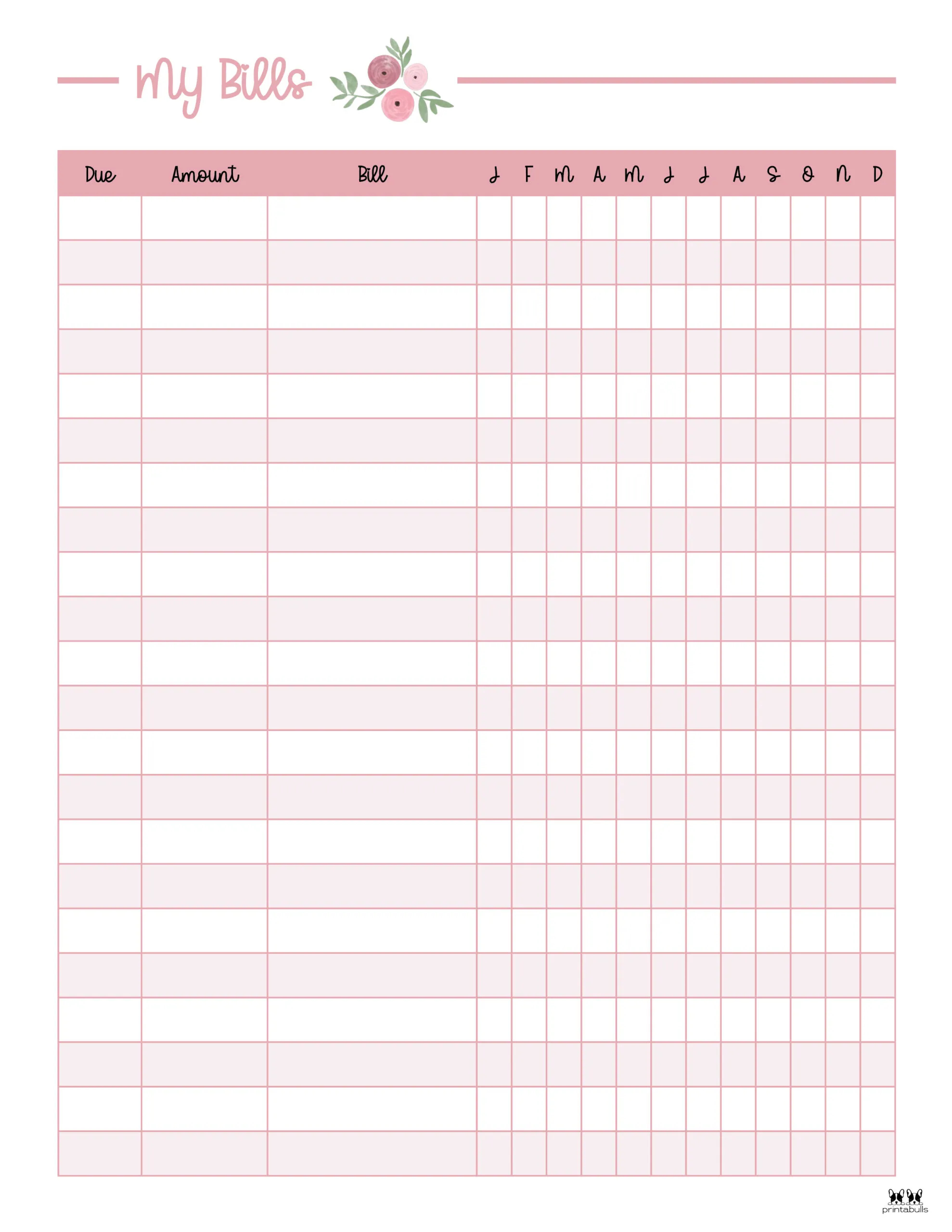 Free Printable Monthly Bill Organizer Printable Party Favors