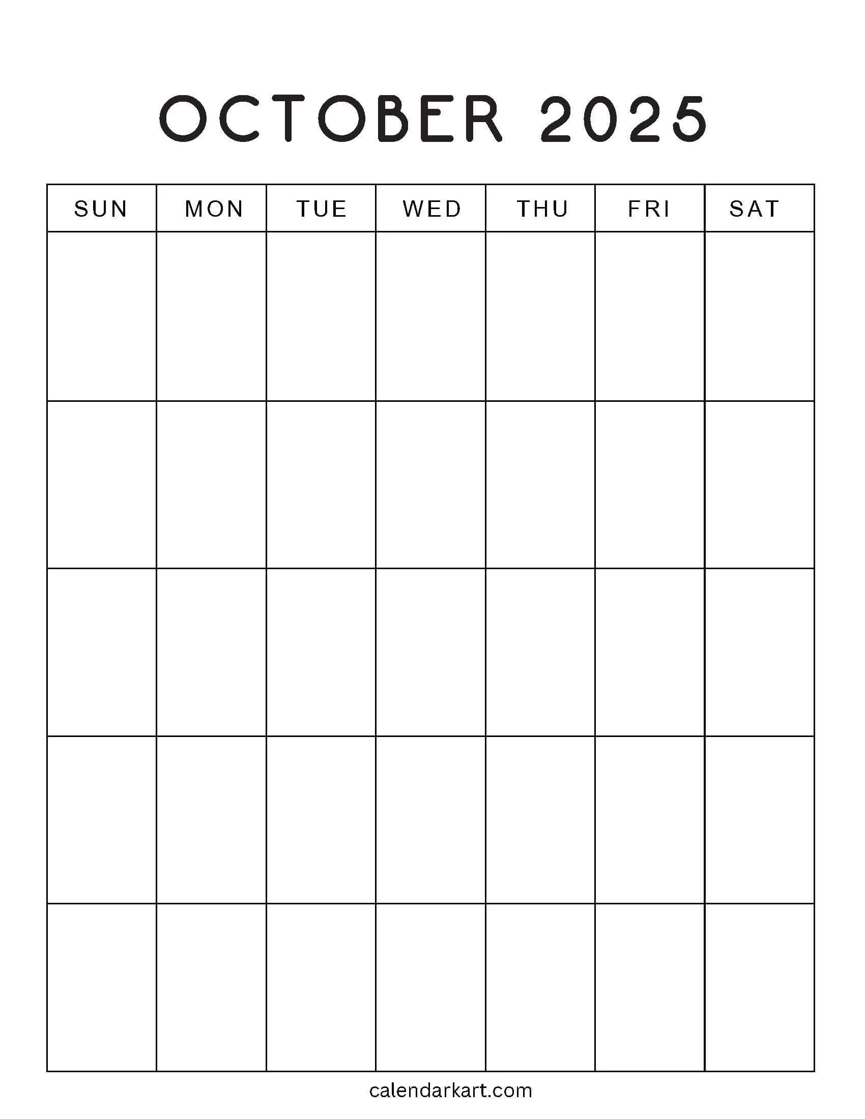 October 2025 Calendar Template