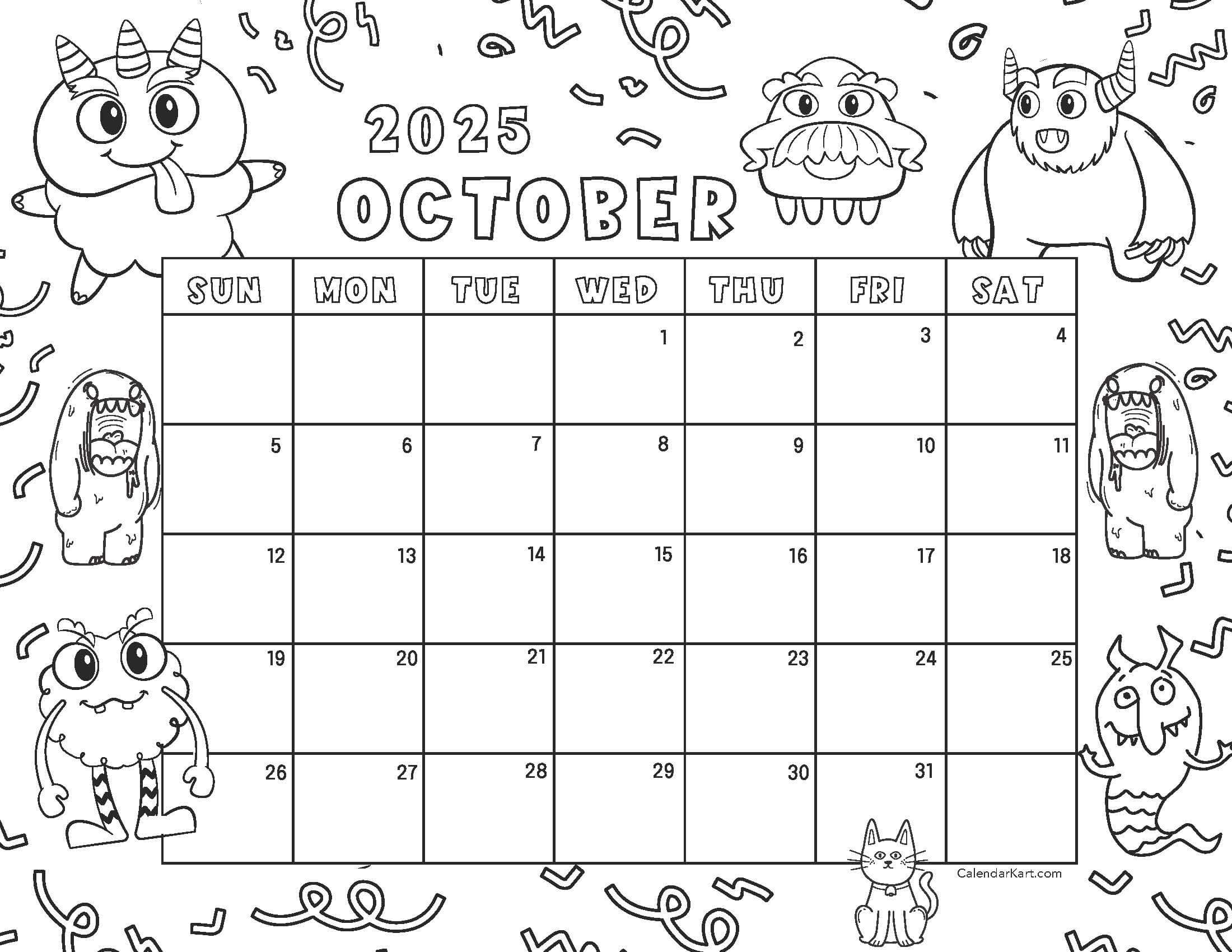 Month Of October 2025 Calendar