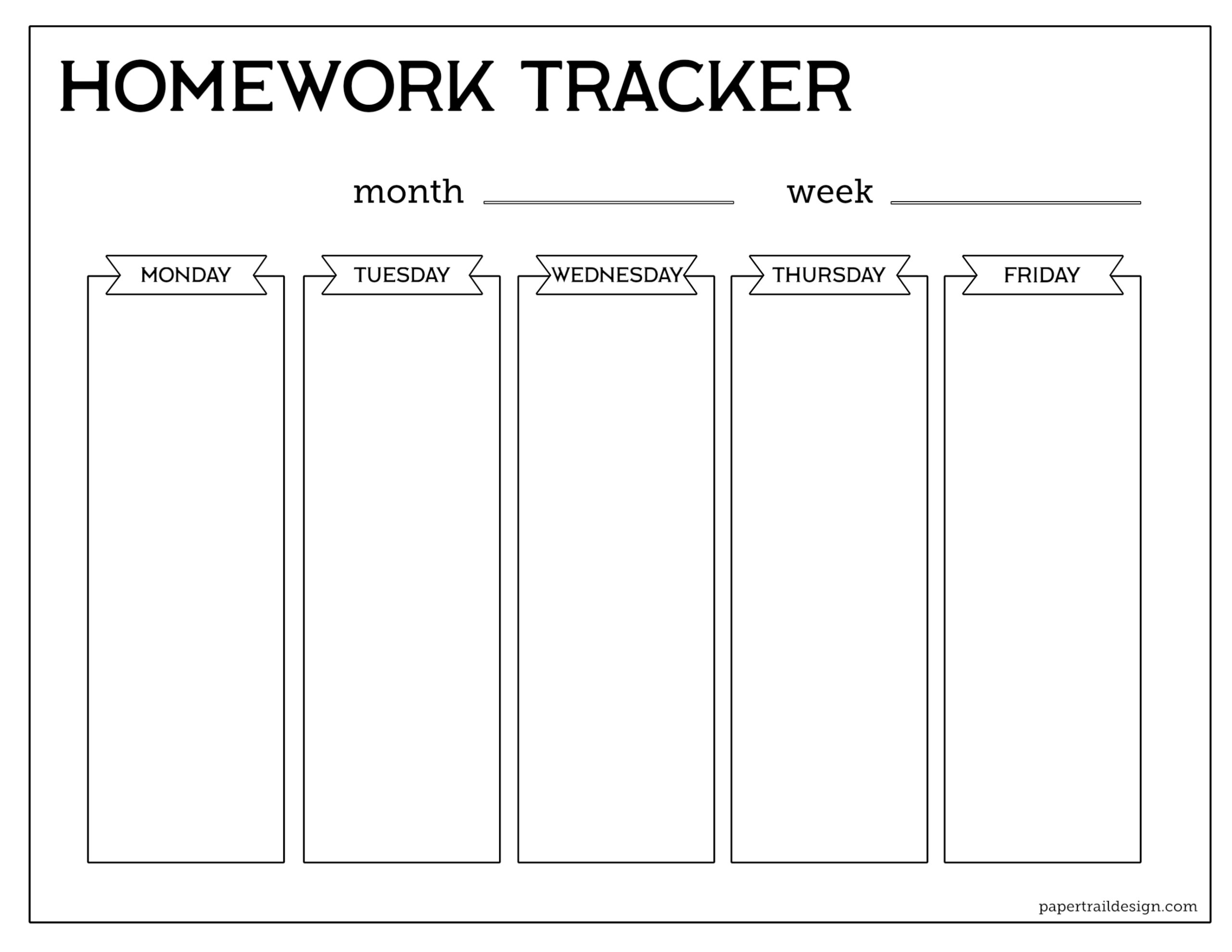 Free Printable Homework Planner Templates
