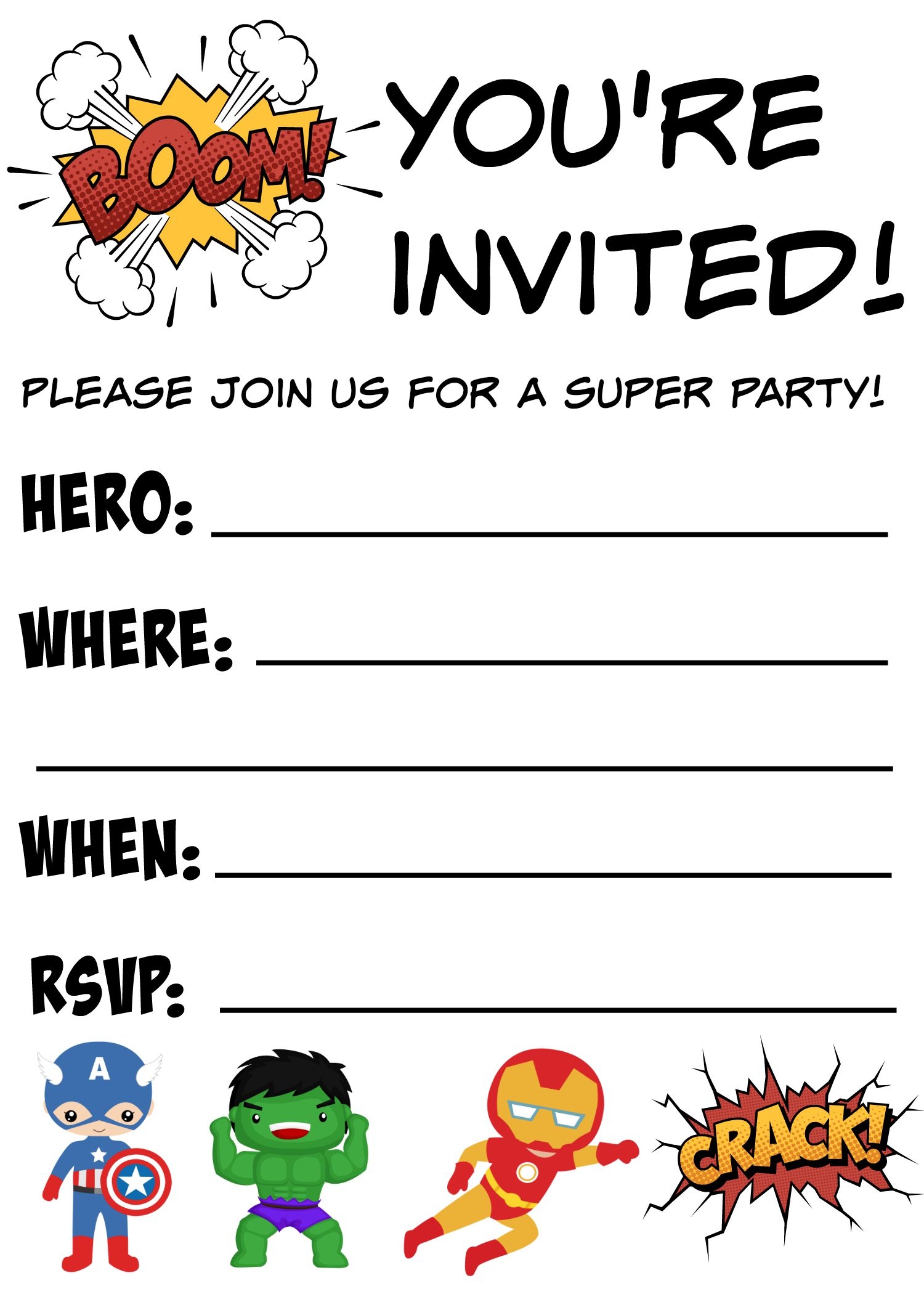 Free Printable Avengers Invitation Templates