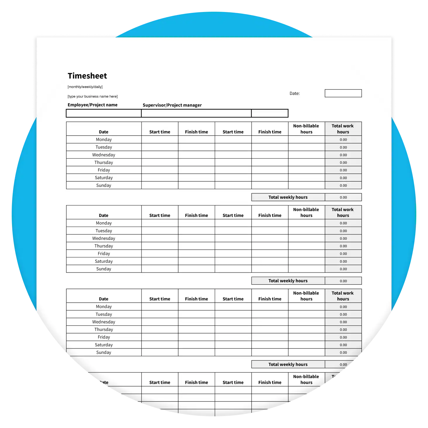 Free Printable Timesheet Template For Small Businesses Xero CA Free Printable Timesheet Template For Small Businesses Xero CA