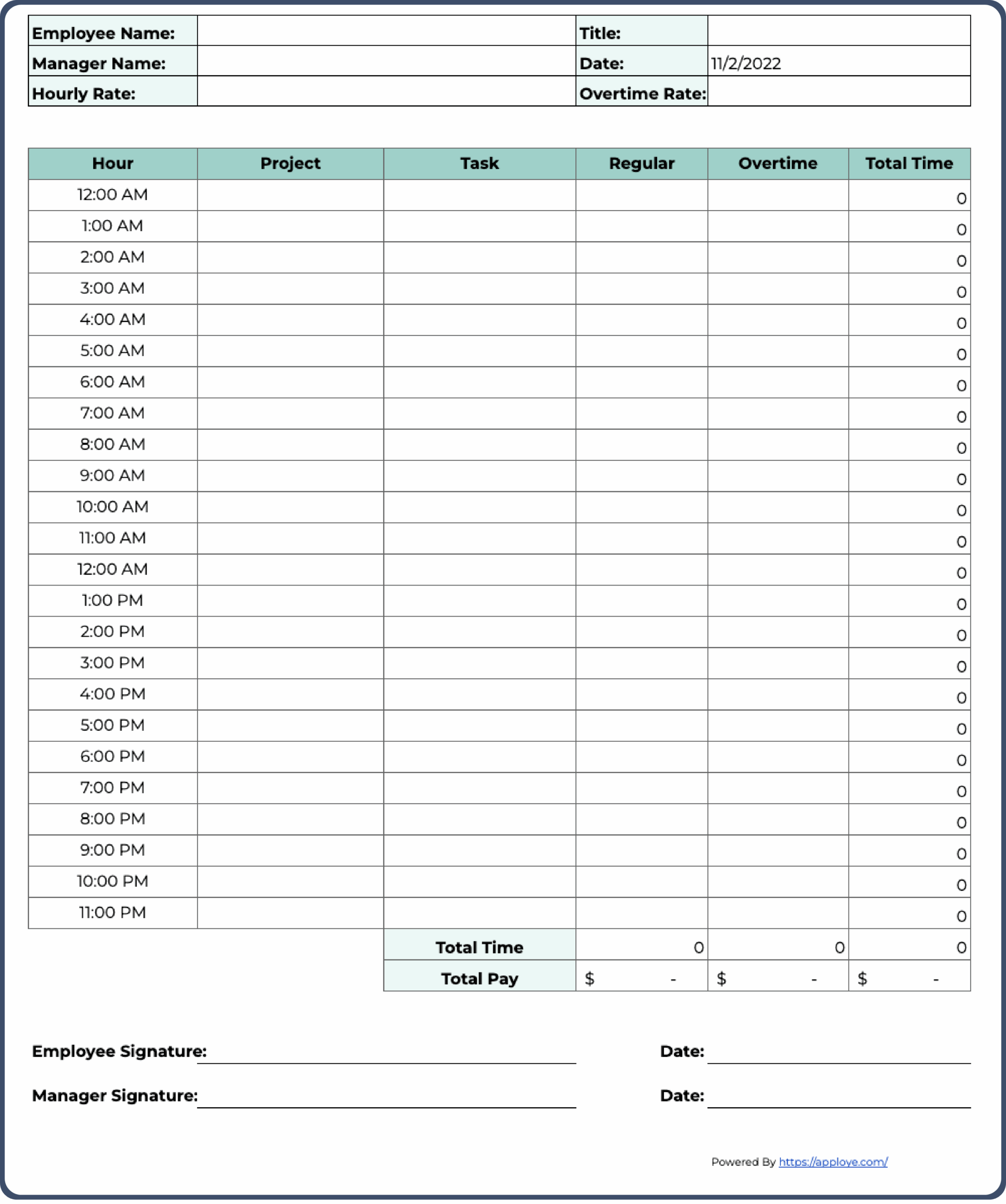 Free Printable Weekly Timesheet Templates