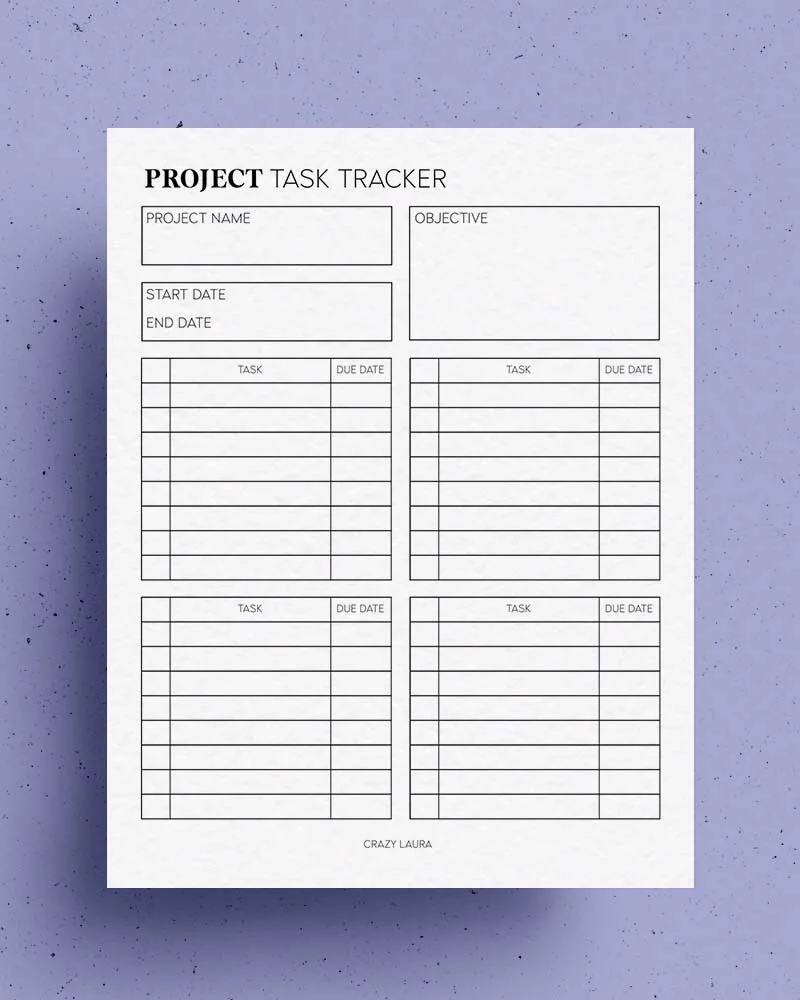 Free Project Planner Printable Overview PDF Sheets Crazy Laura Free Project Planner Printable Overview PDF Sheets Crazy Laura