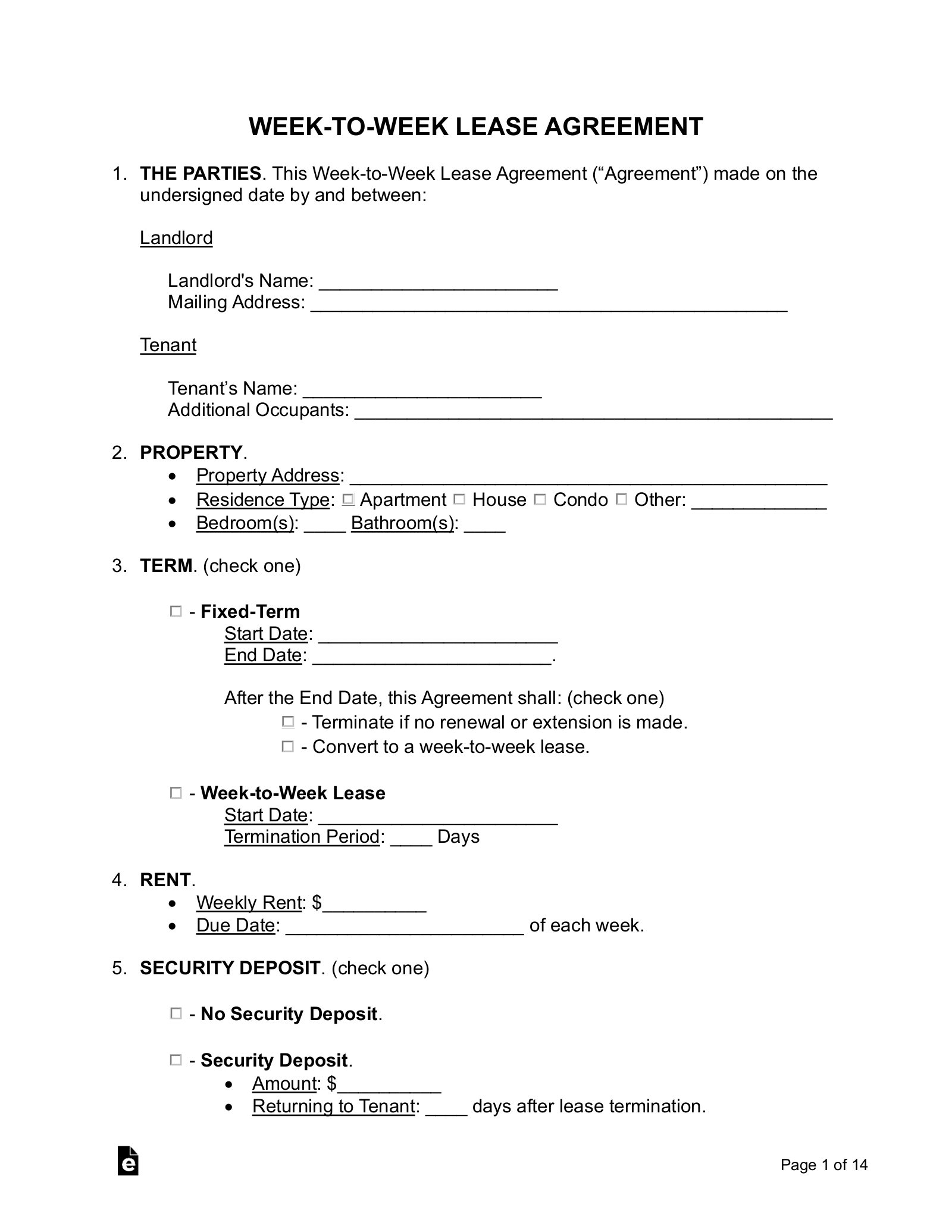 Free Printable Lease Agreement Templates