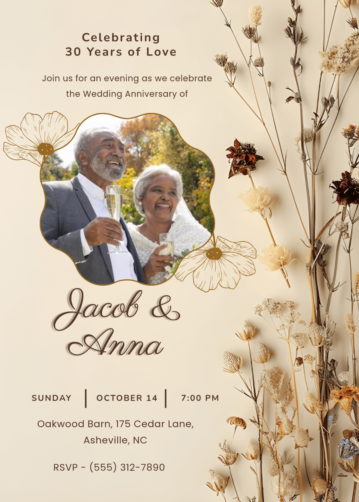 Free Rustic Style Wedding Anniversary Invitation Template To Edit Online