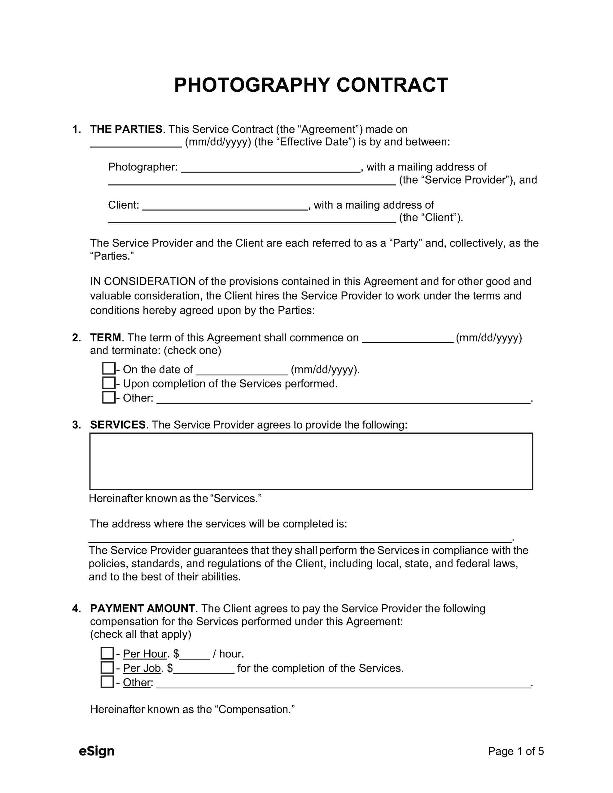 Free Printable Service Contract Templates Free Printable Service Contract Templates