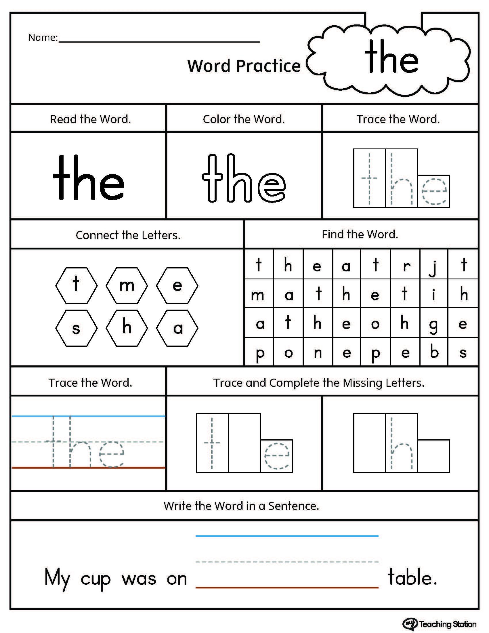 Free Printable Sight Words Templates