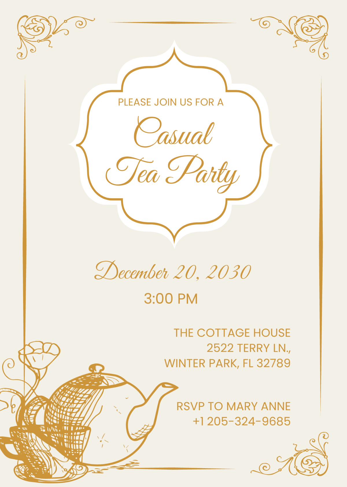 Free Tea Party Invitation Templates Editable And Printable