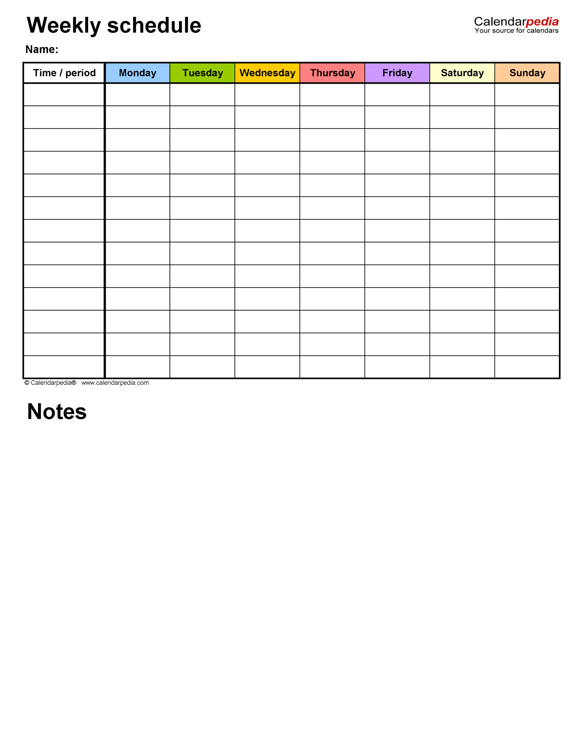 Free Printable Weekly Schedule Templates