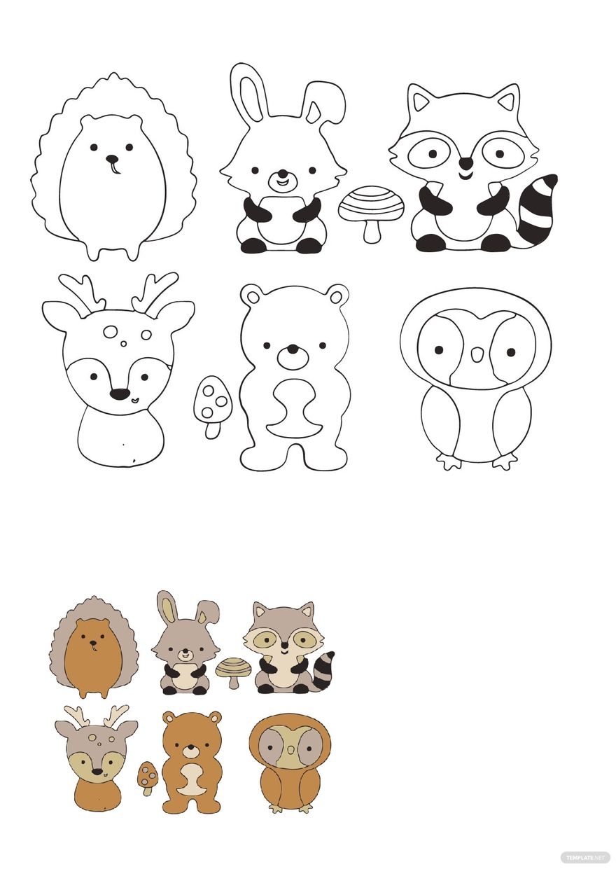 Free Woodland Animals Coloring Pages Template To Edit Online