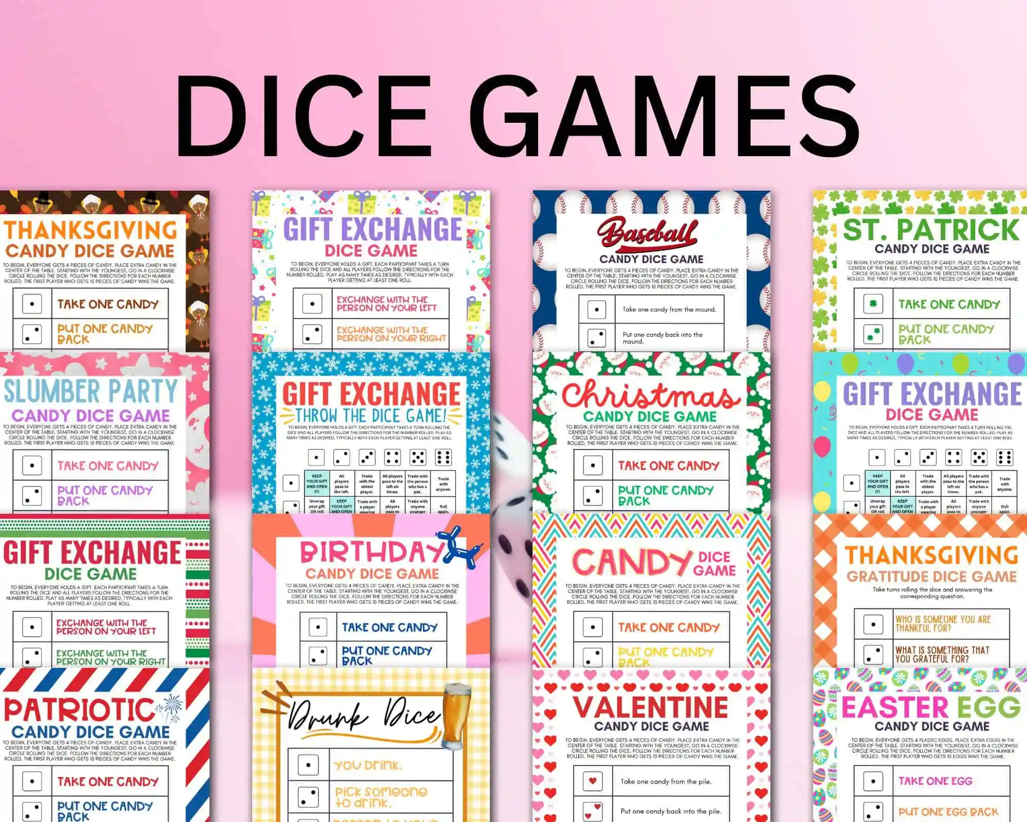 Free Printable Dice Game Templates