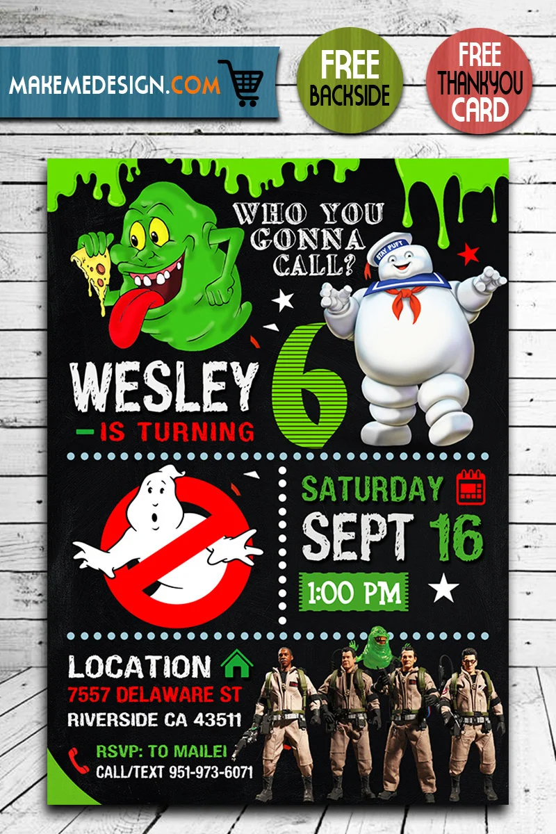 Ghostbusters Invitation DIY MakeMeDesign