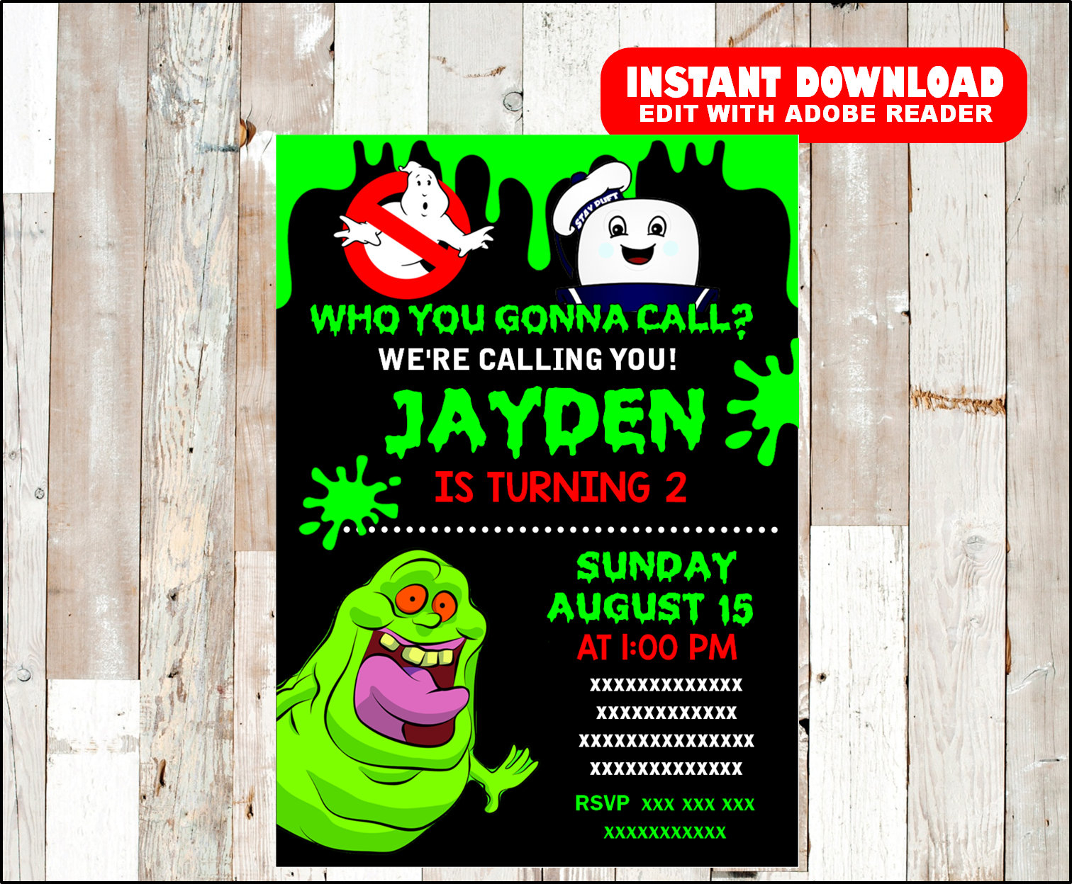 Ghostbusters Party Invitation Ghostbusters Birthday Invitation Customizable Template Editable PDF File You Fill And Print INSTANT DOWNLOAD Etsy