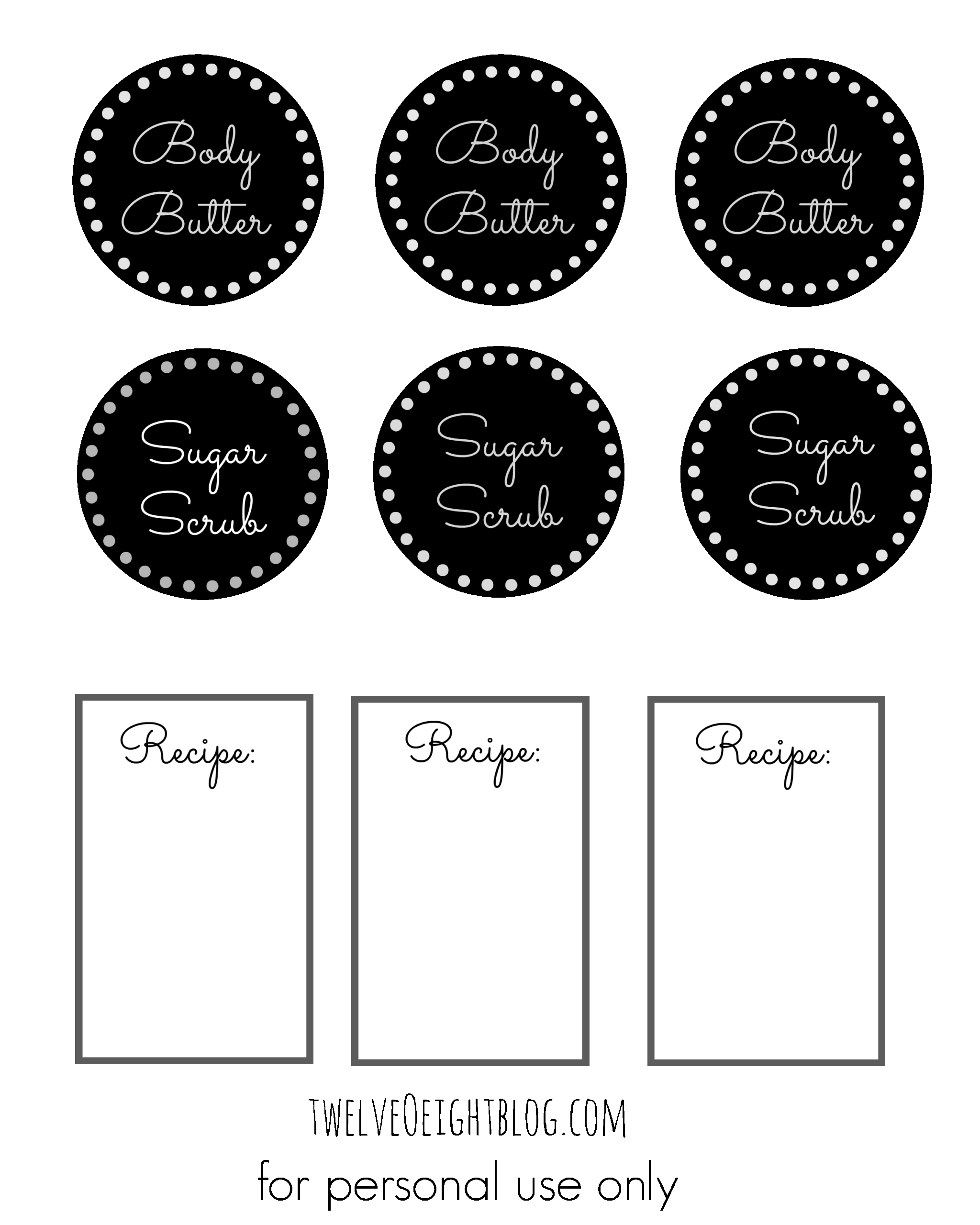 Gingerbread Cookie Body Scrub Recipe Printable Labels TwelveOeight