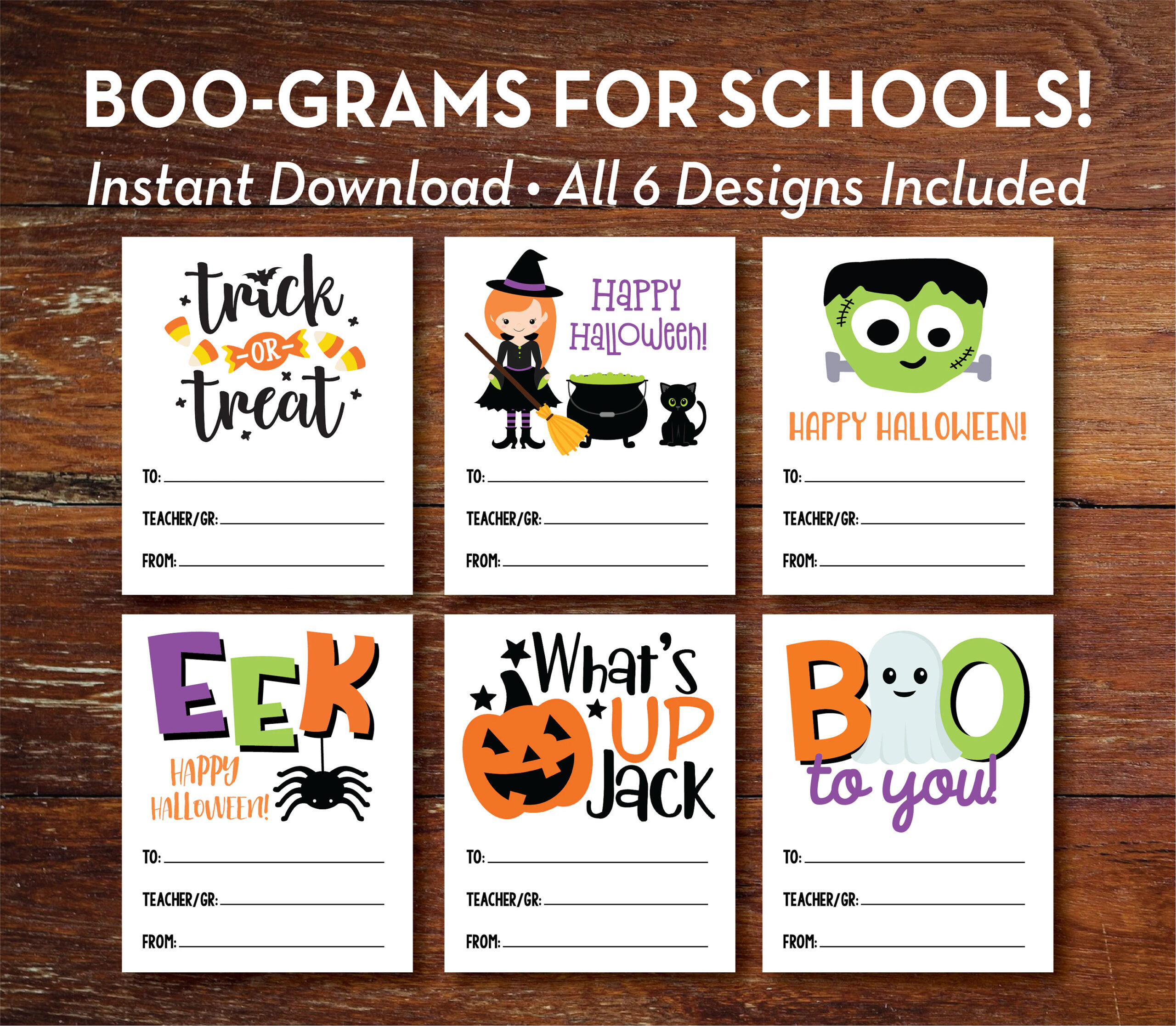 Halloween Boo grams INSTANT Download PTA PTO School Fundraiser Printable Halloween Messages For Students Etsy
