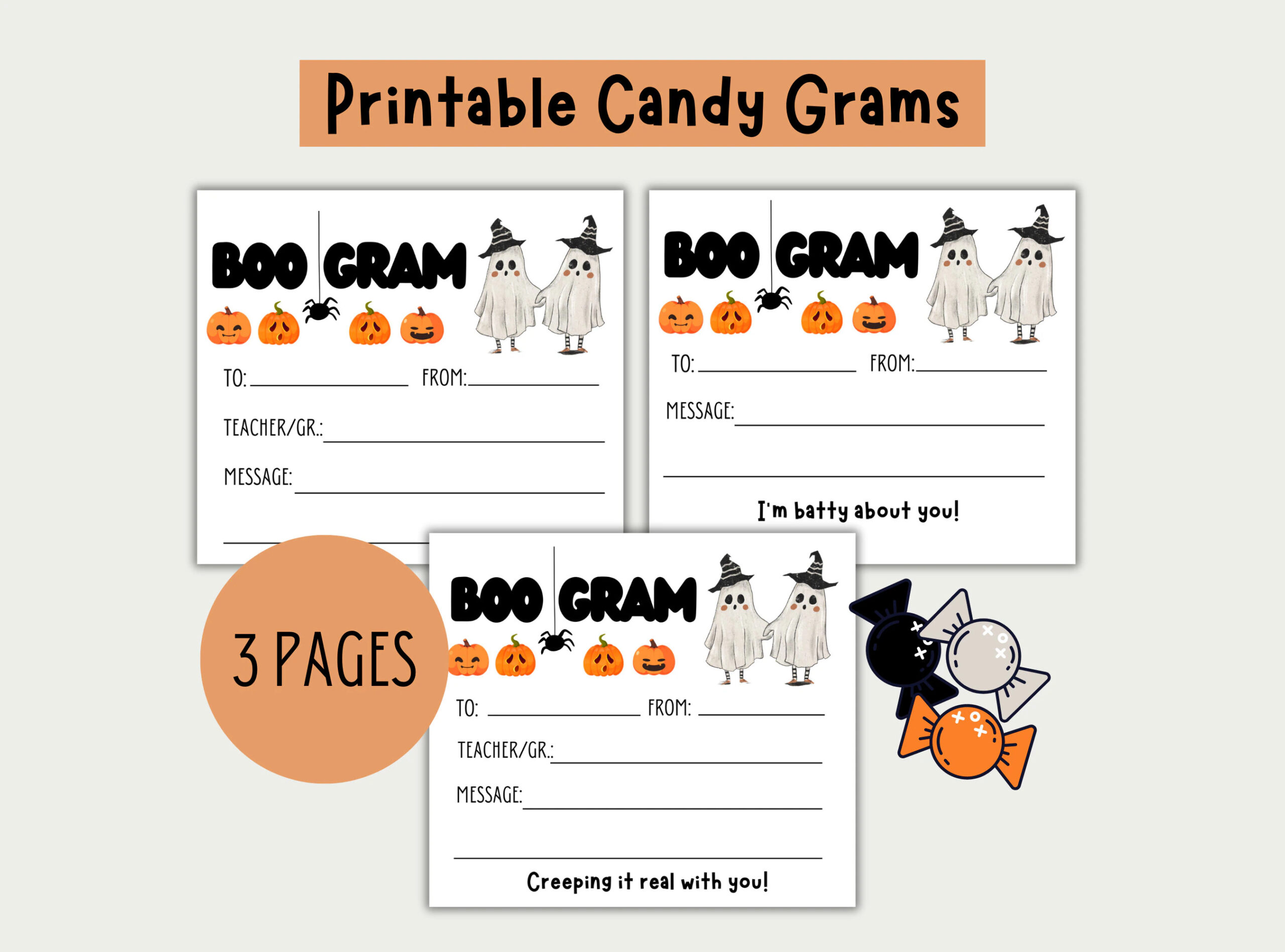 Halloween Candy Gram Printable Boo Gram PTO PTA Fundraiser Etsy