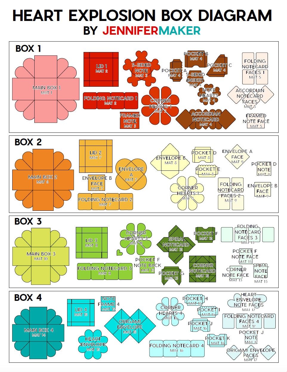Heart Explosion Box Template Free SVG File 