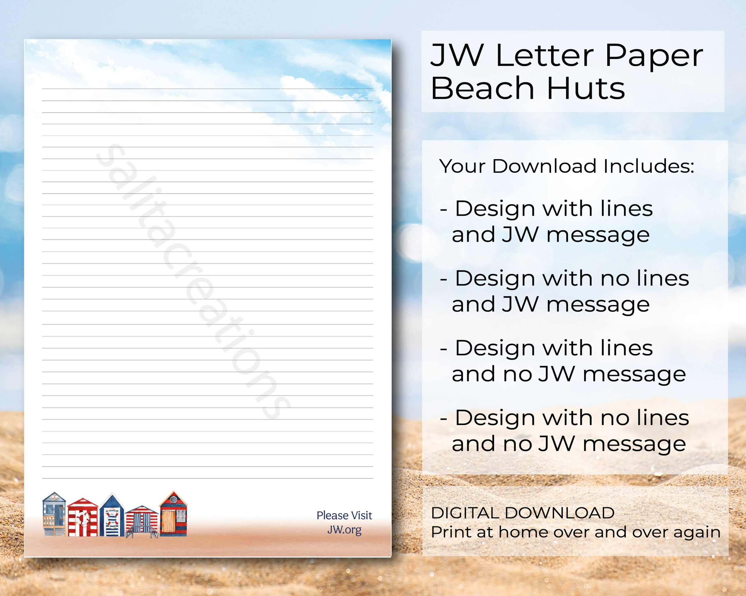 JW Letter Writing Paper Digital Download Lined Website Beach Huts Sand Sky Ocean Sea Etsy JW Letter Writing Paper Digital Download Lined Website Beach Huts Sand Sky Ocean Sea Etsy