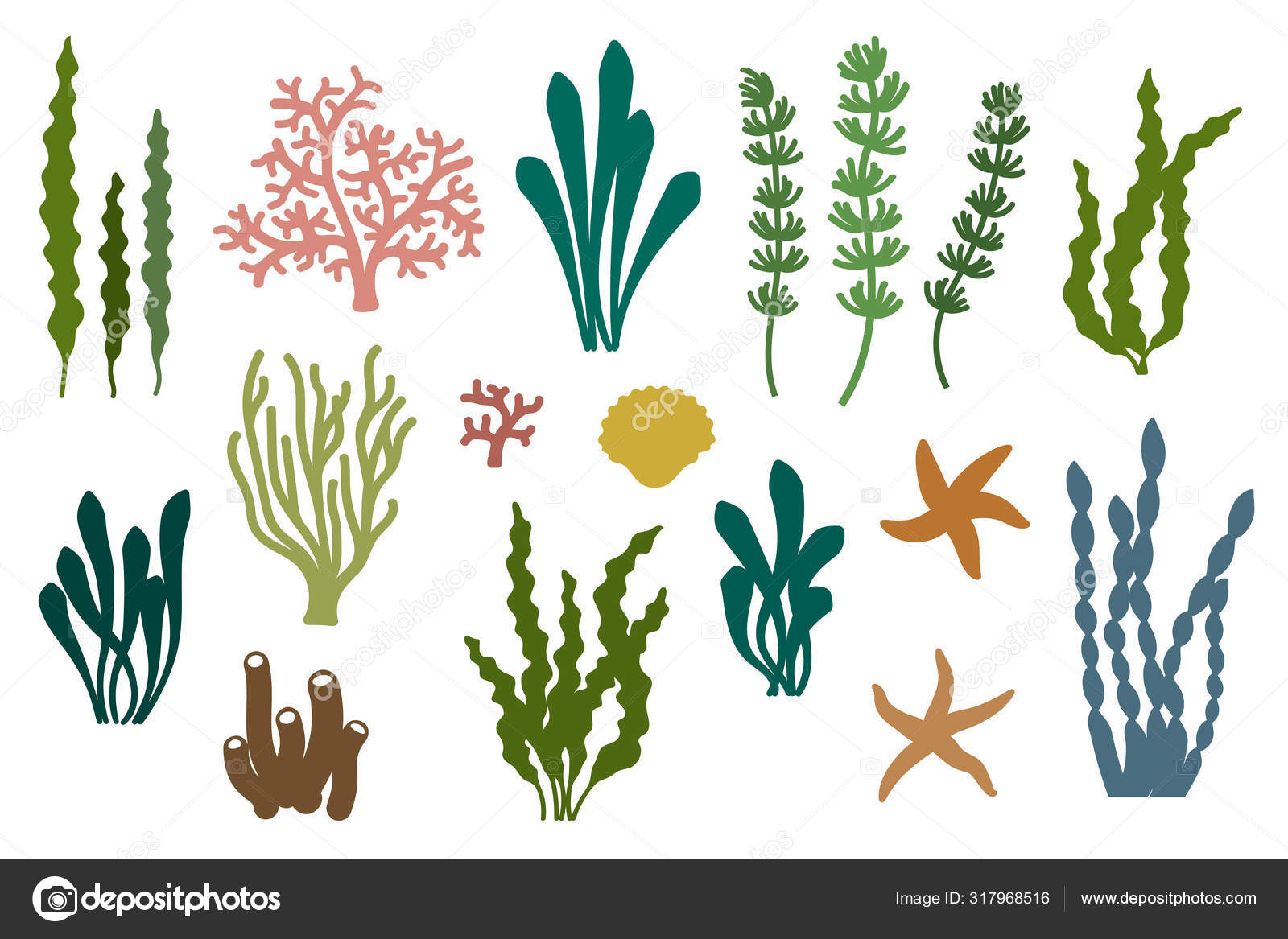 Laser Cut Template Of Seaweeds Coral Reef Underwater Plants Vector Collection Aquarium Alga Set Ocean Water Plants Sea Starfish Silhouette Illustration For Wood Carving Paper Cut Die Cut Stamp Stock Vector By 