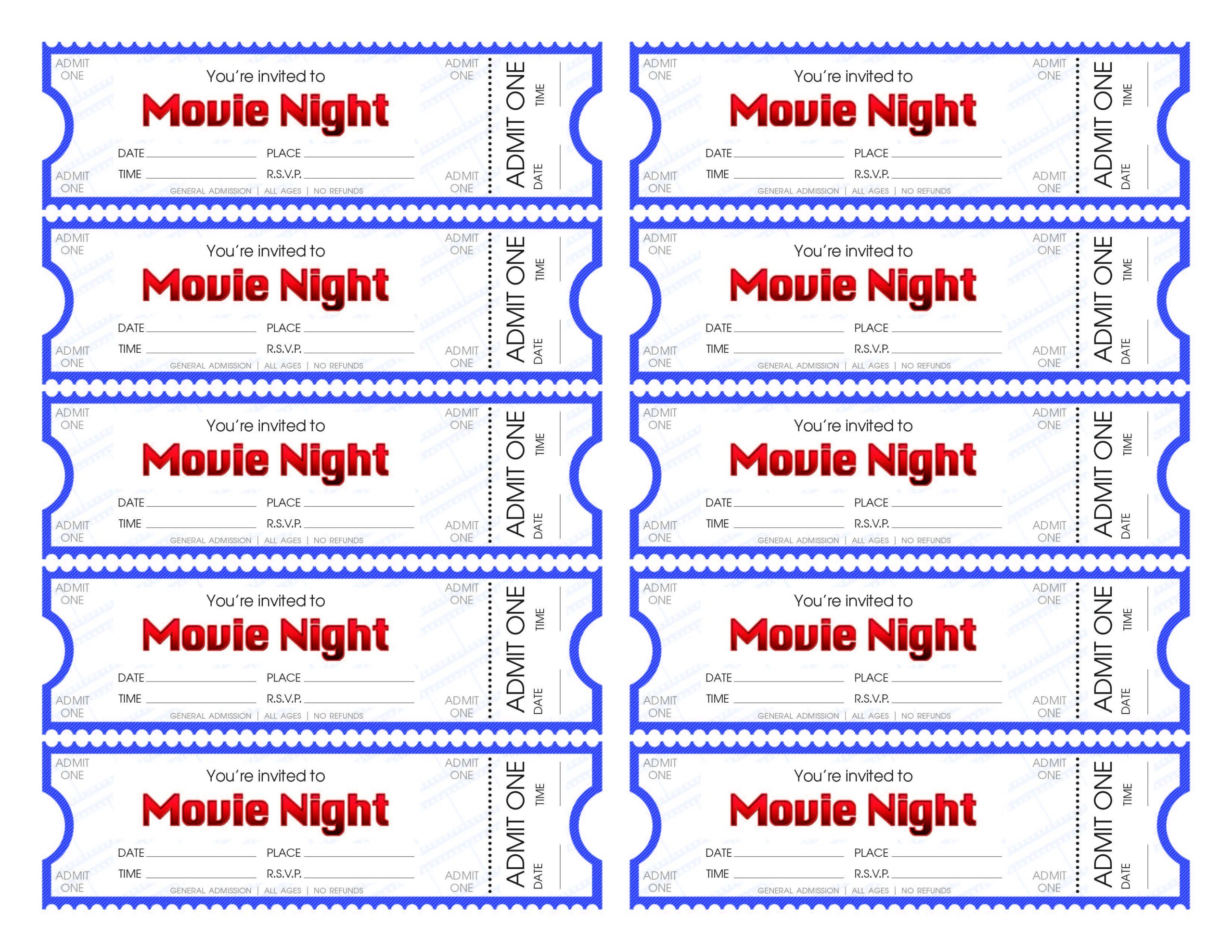 Free Printable Pretend Ticket Templates