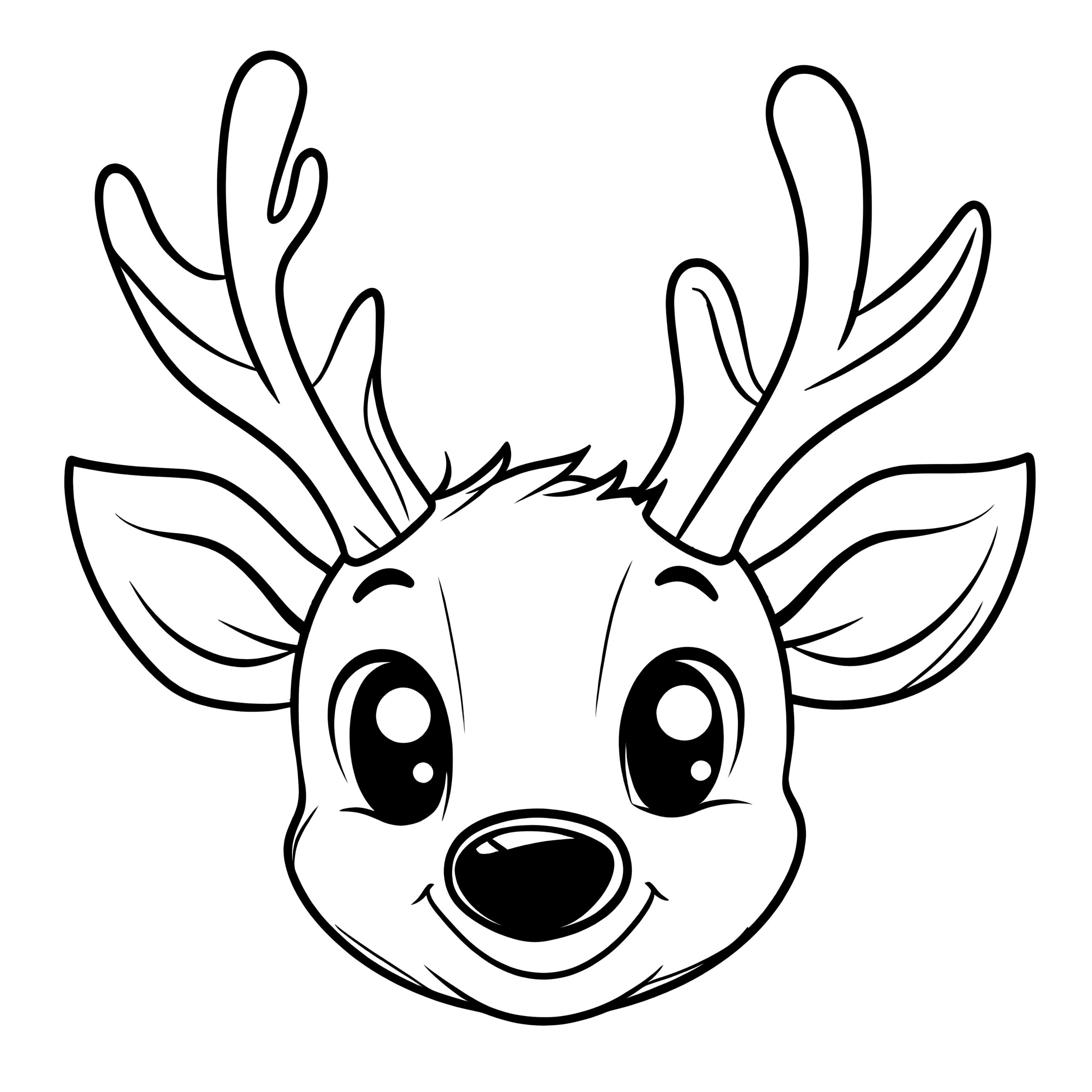 Merry Reindeer Head Free Coloring Page