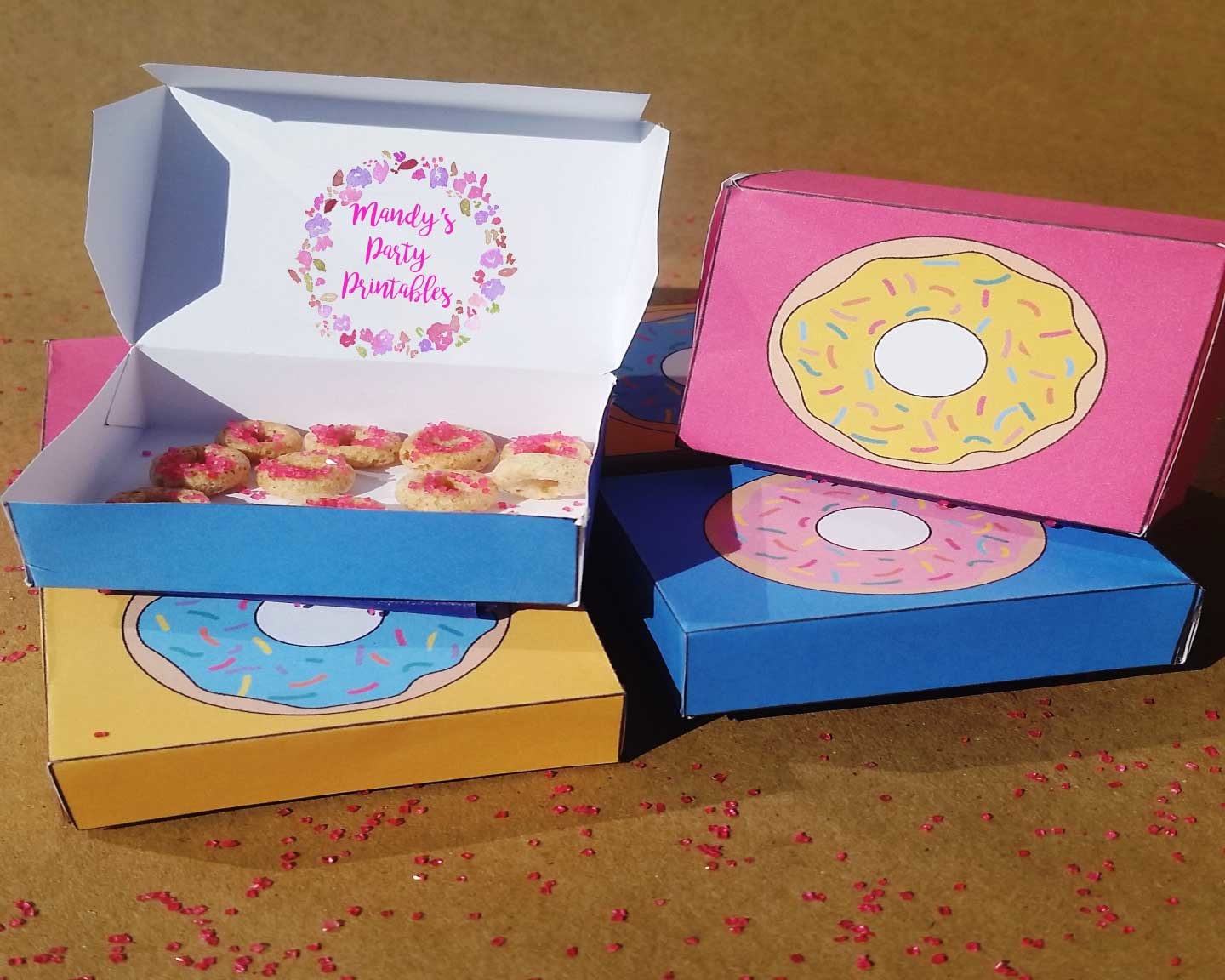 Mini Donut Boxes Free Printable Mandy s Party Printables Mini Donut Boxes Free Printable Mandy s Party Printables
