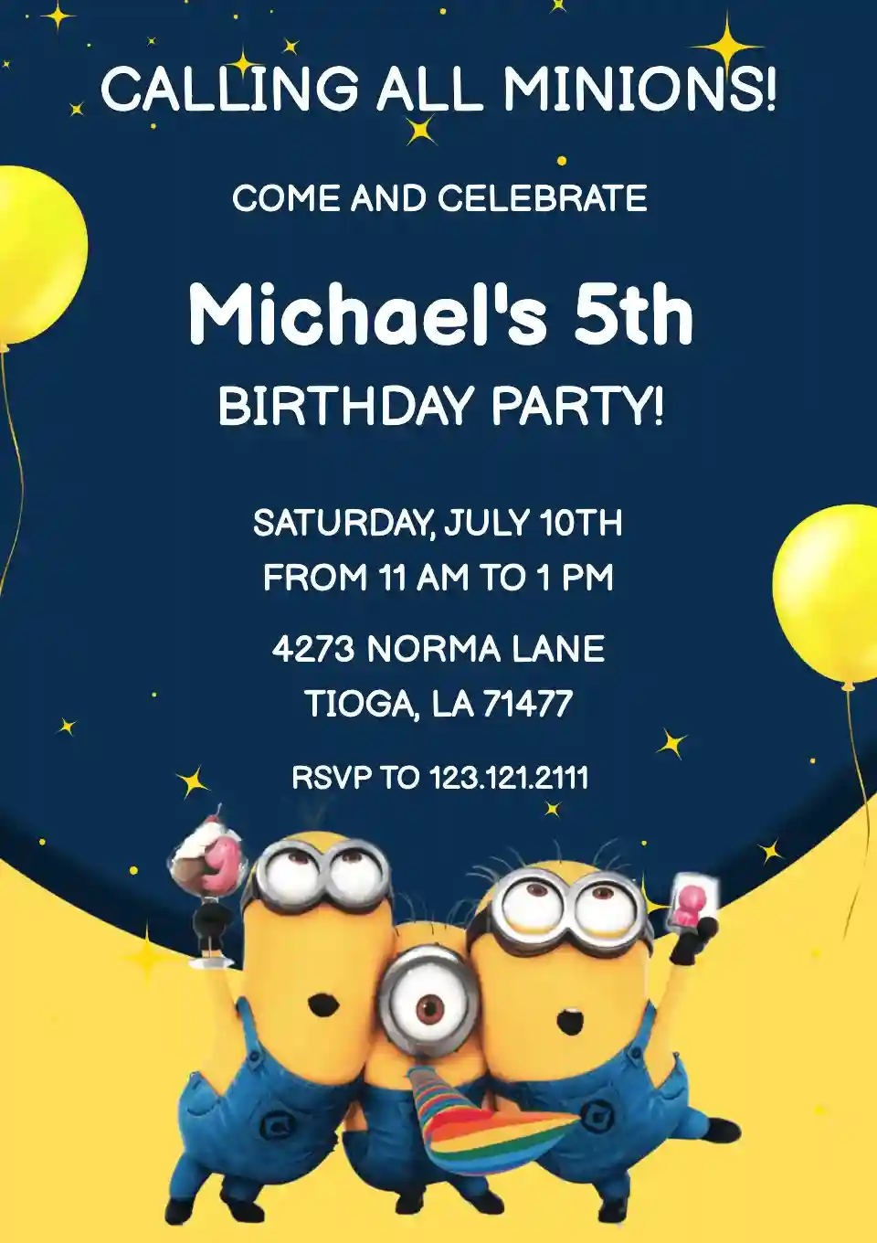 Minion Birthday Party Free Kids Birthday Invitation Templates Invitanku