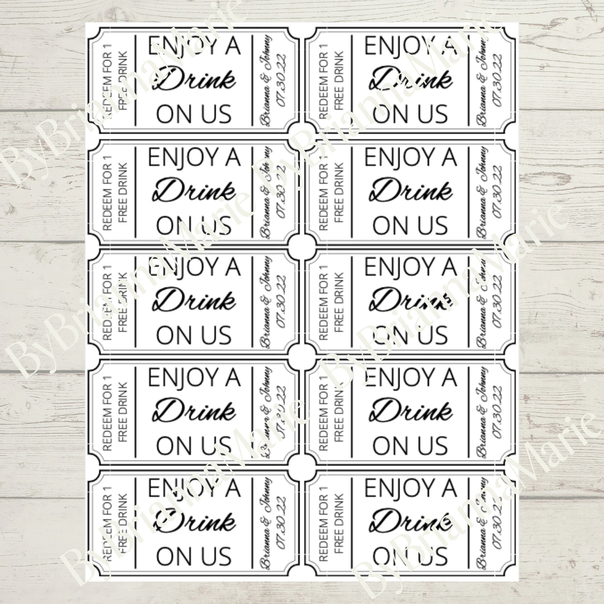 Free Printable Drink Ticket Templates