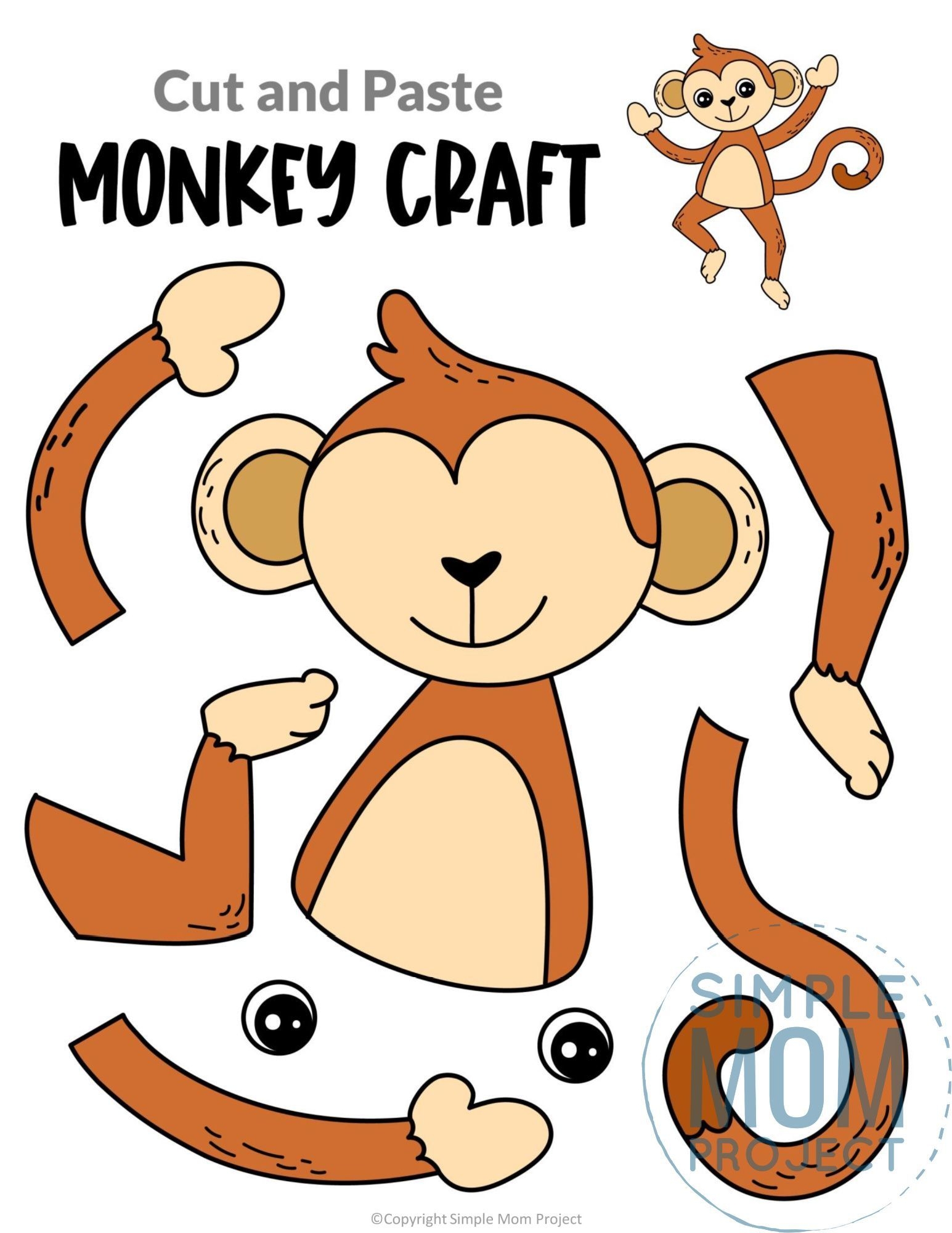 Monkey Crafts 60 Monkey Templates Ideas To Save Today Monkey Template Crafts And More