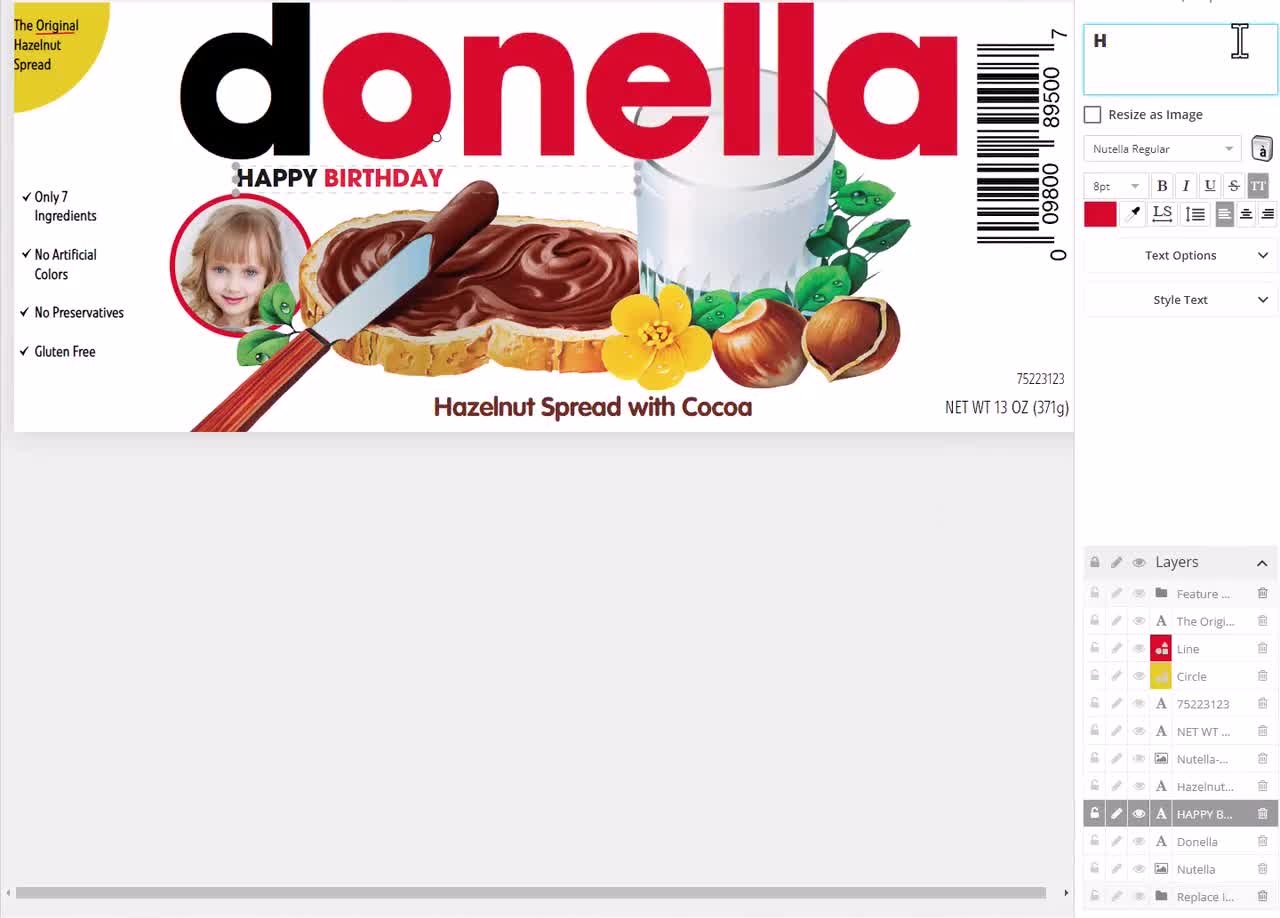 Nutella Label Template Easy To Customize And Print Hazelnut Spread Label Instant Download Etsy UK