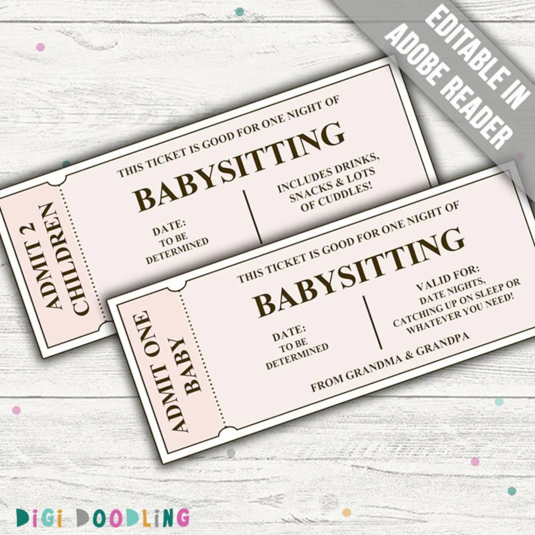 Printable Babysitting Coupon Template pink Editable Gift Certificate PDF Etsy Printable Babysitting Coupon Template pink Editable Gift Certificate PDF Etsy