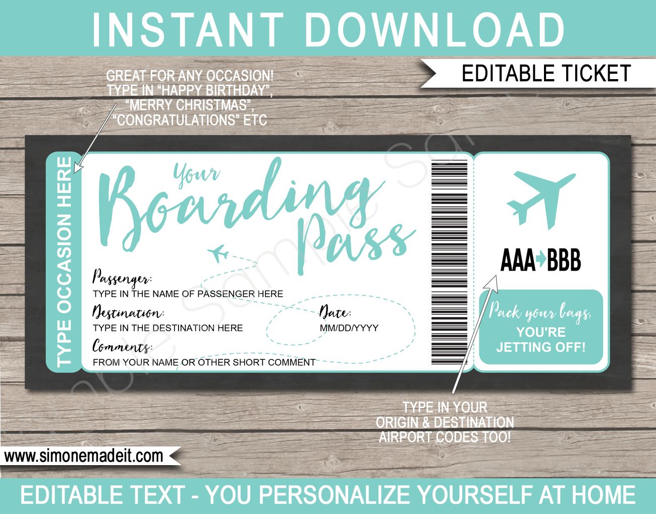 Free Printable Plane Ticket Templates Free Printable Plane Ticket Templates