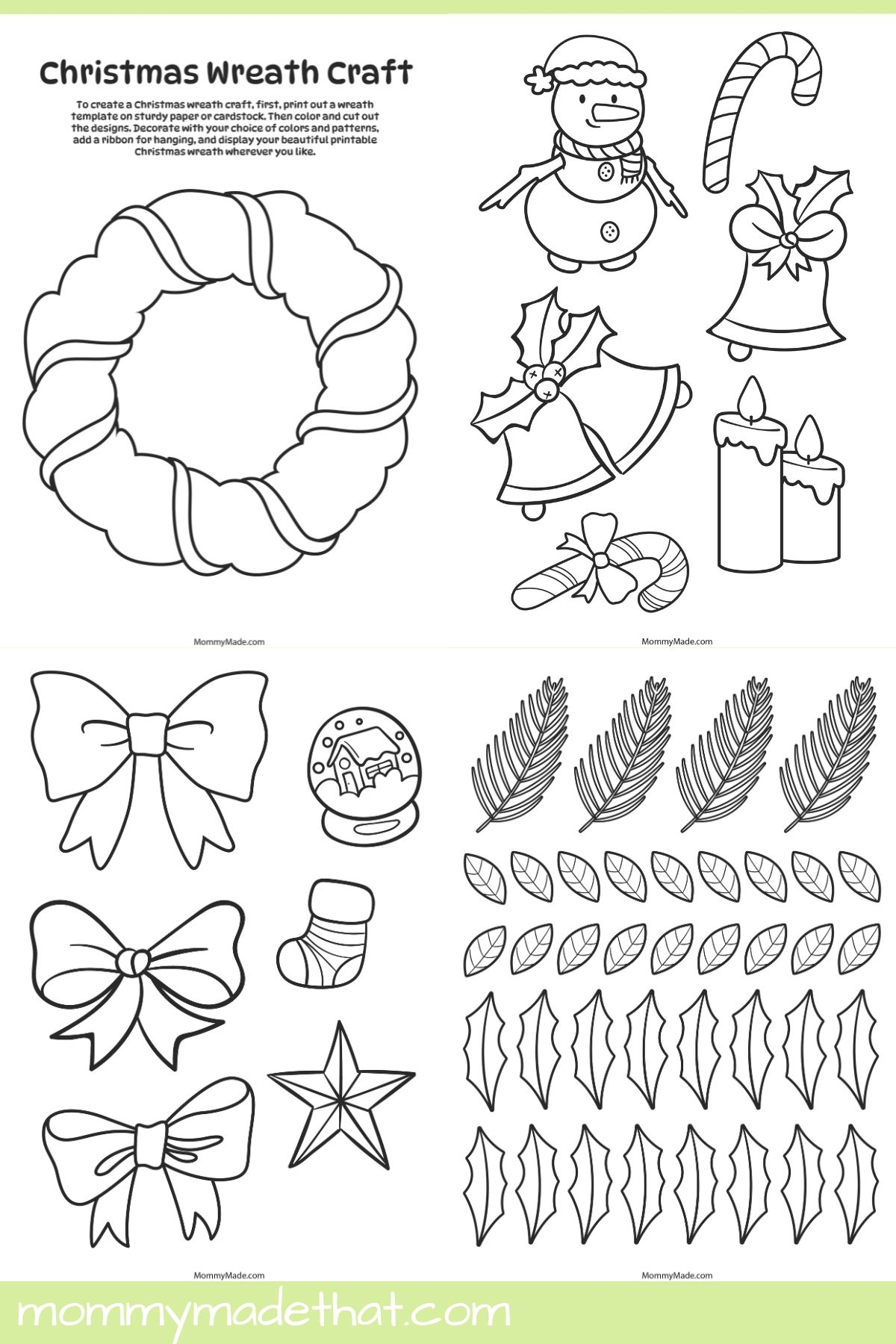 Printable Christmas Wreath Craft Free Templates Printable Christmas Wreath Craft Free Templates