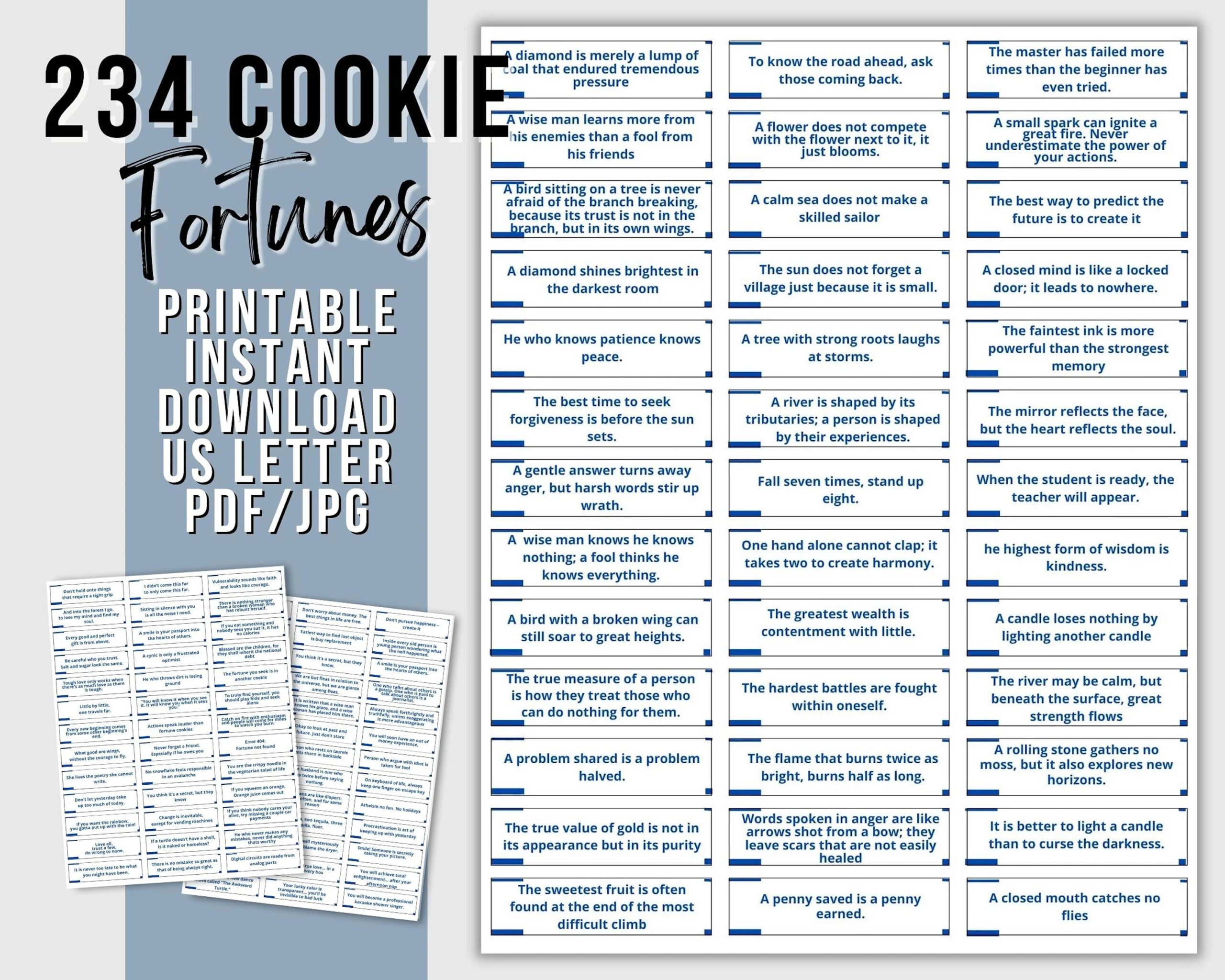 Printable Fortunes For DIY Fortune Cookie Custom Party Favors Chinese Fortune Funny Fortunes Inspirational Notes Funny Fortunes Etsy