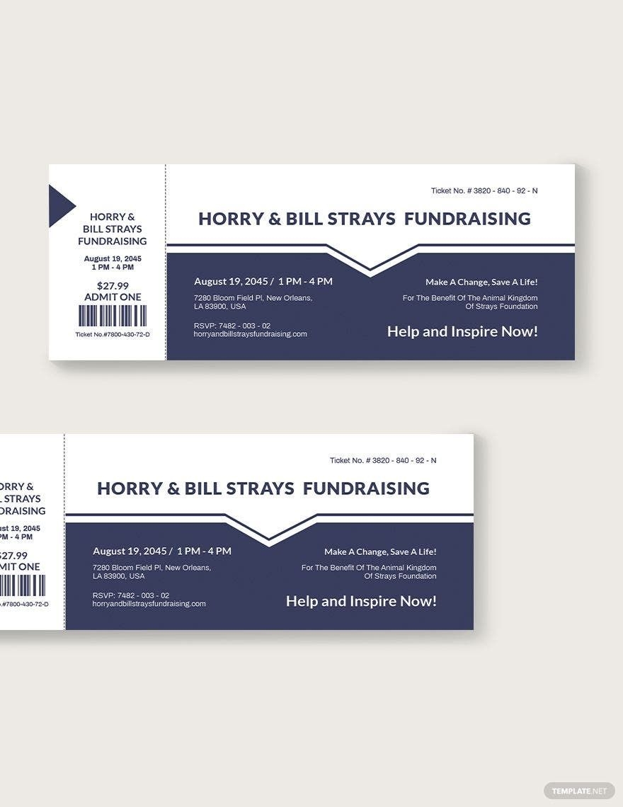 Printable Fundraiser Ticket Template In PSD Pages Illustrator Word Publisher Download Template