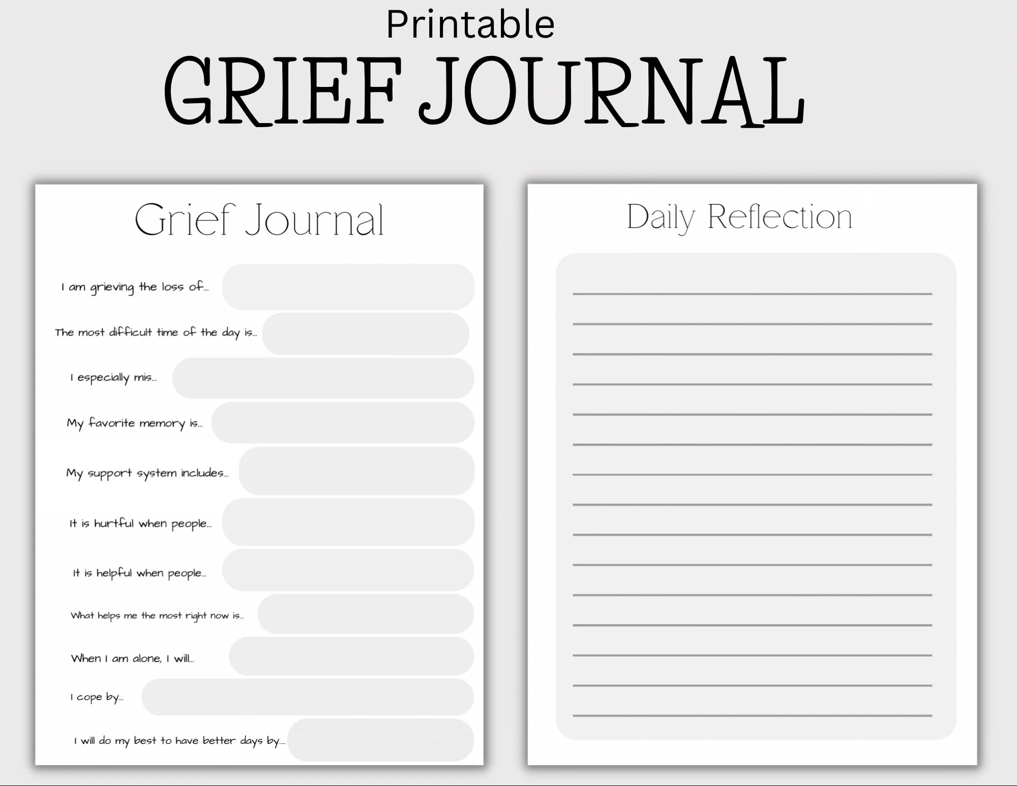 Printable Grief Journal Grief Template Coping With Grief Printable Journal Loss Of Loved One Daily Journal Daily Reflection Etsy