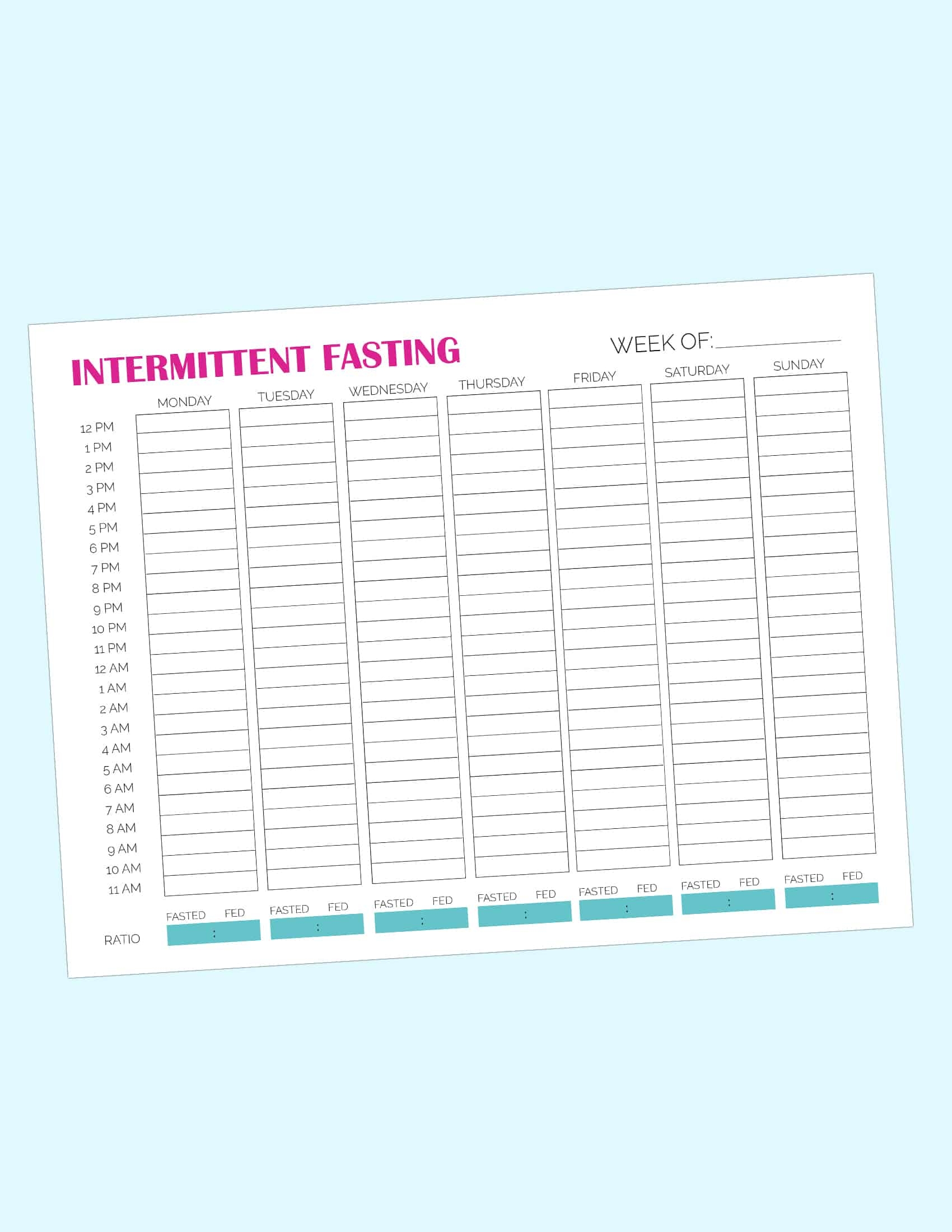 Printable Intermittent Fasting Schedule Printable Intermittent Fasting Schedule
