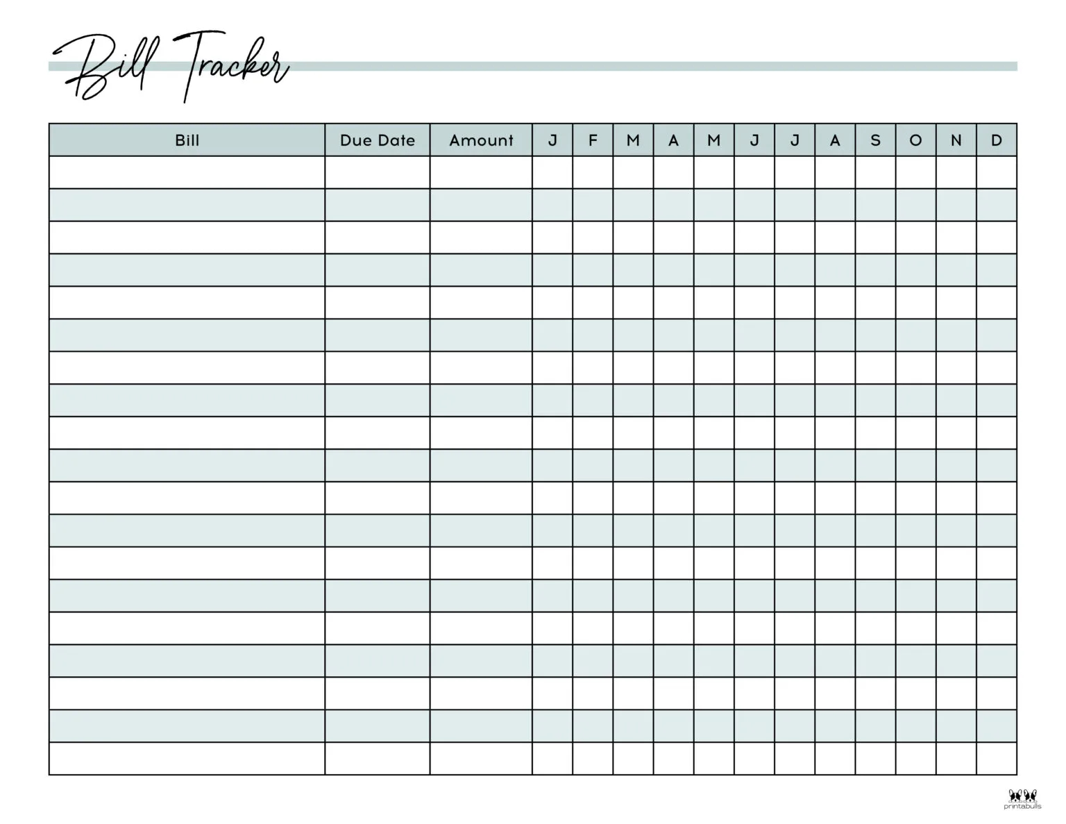 Free Printable Bill Tracker Templates