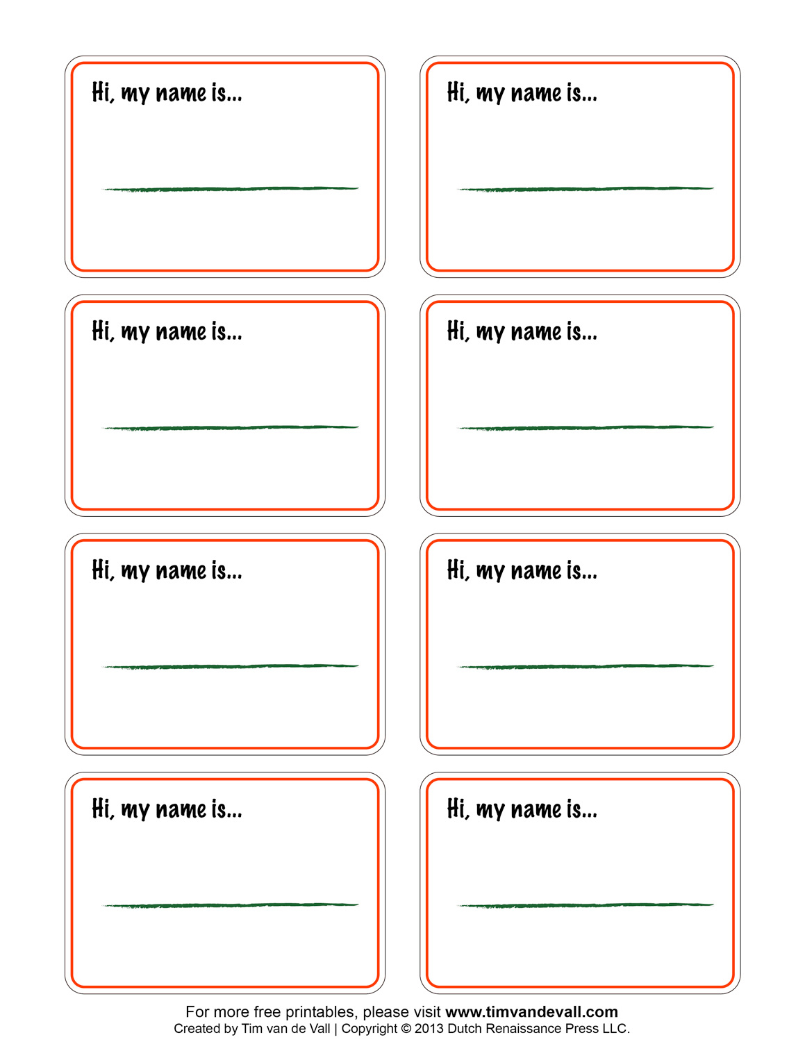 Free Printable Name Tag Templates