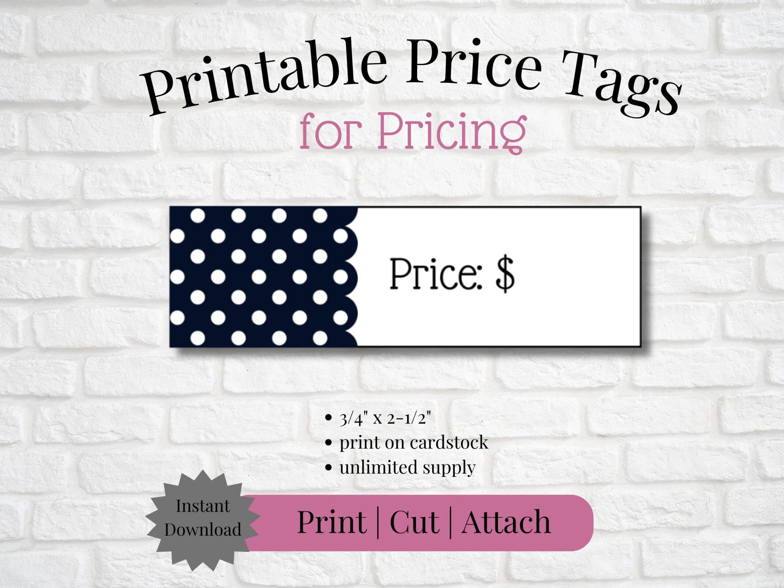 Printable Price Tags Instant Download Print Cut Attach To Handmade Item Craft Show Craft Fair Small Business Etsy