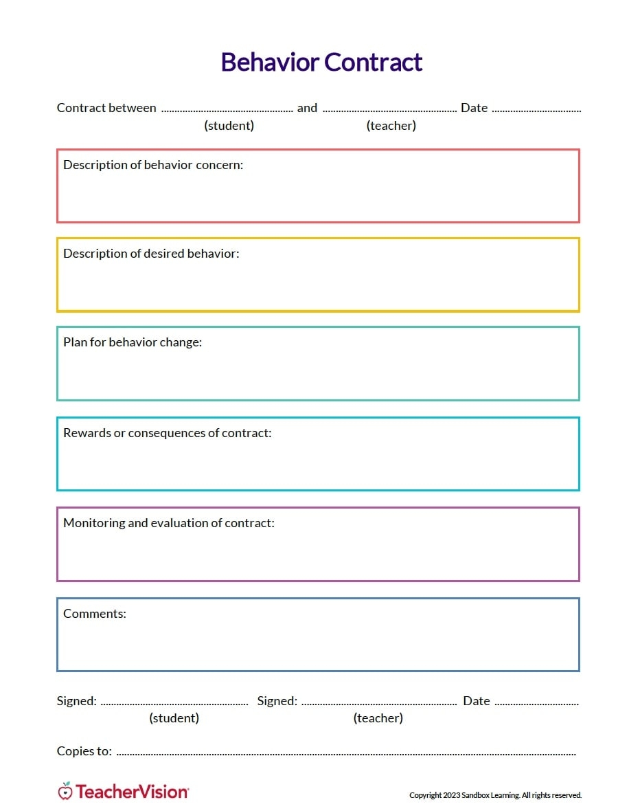 Free Printable Behavior Contract Templates Free Printable Behavior Contract Templates