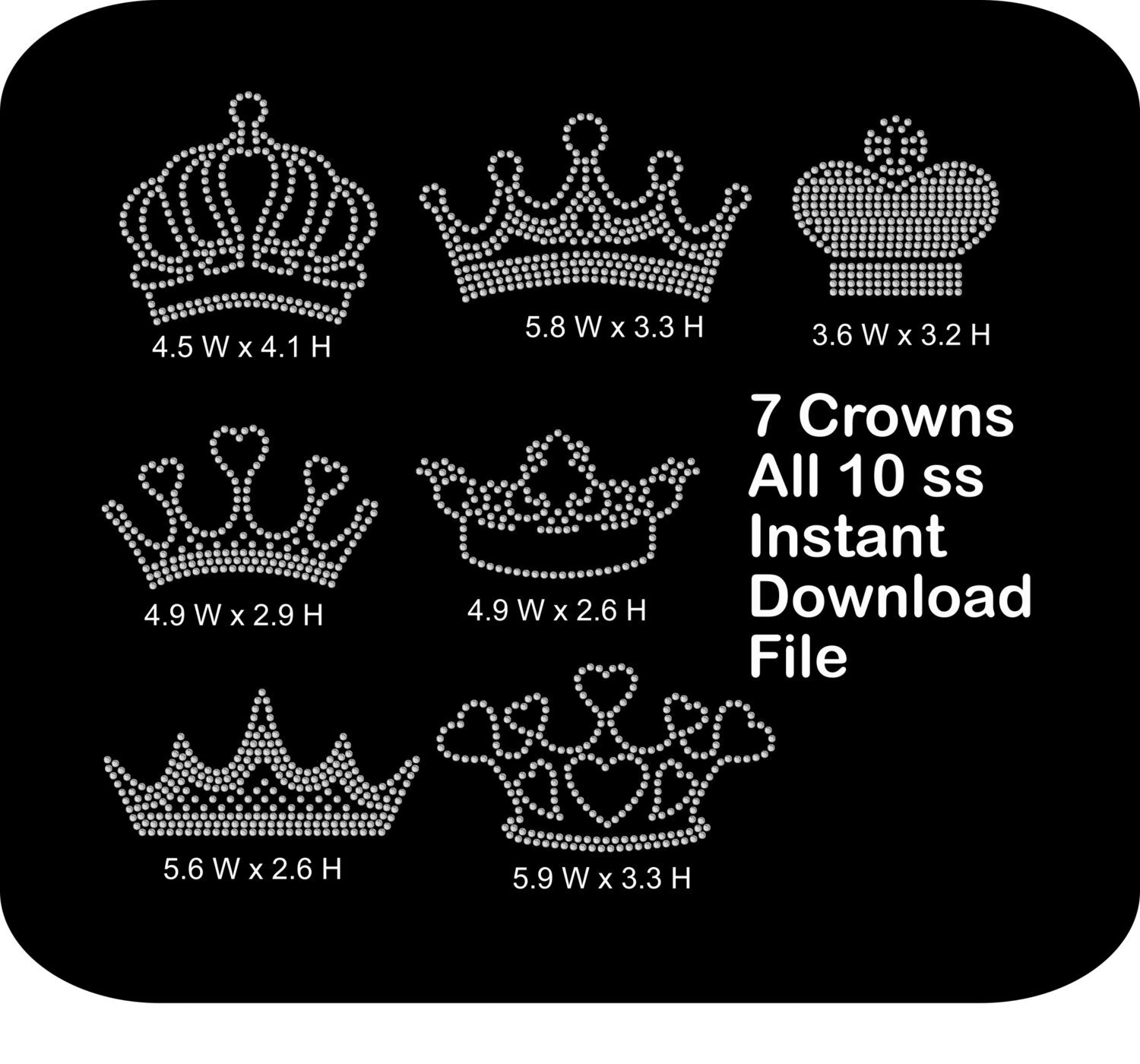 Rhinestone Crown Template Bling Crown Template Rhinestone Instant Download Pattern Bling Crown Instant Download DIY Template Crown Bling Etsy
