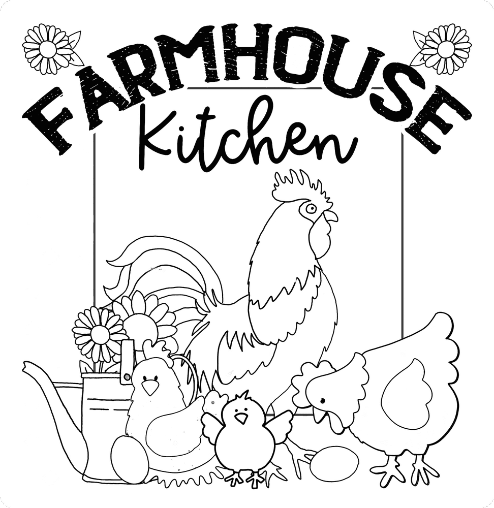 Rooster Template Farmhouse Kitchen Pattern Chickens