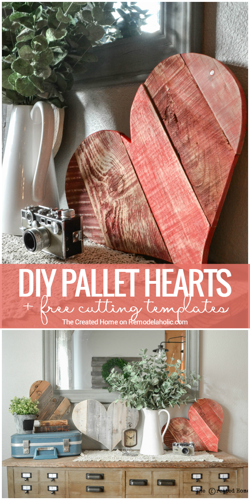 Rustic DIY Pallet Wood Hearts Free Templates Remodelaholic