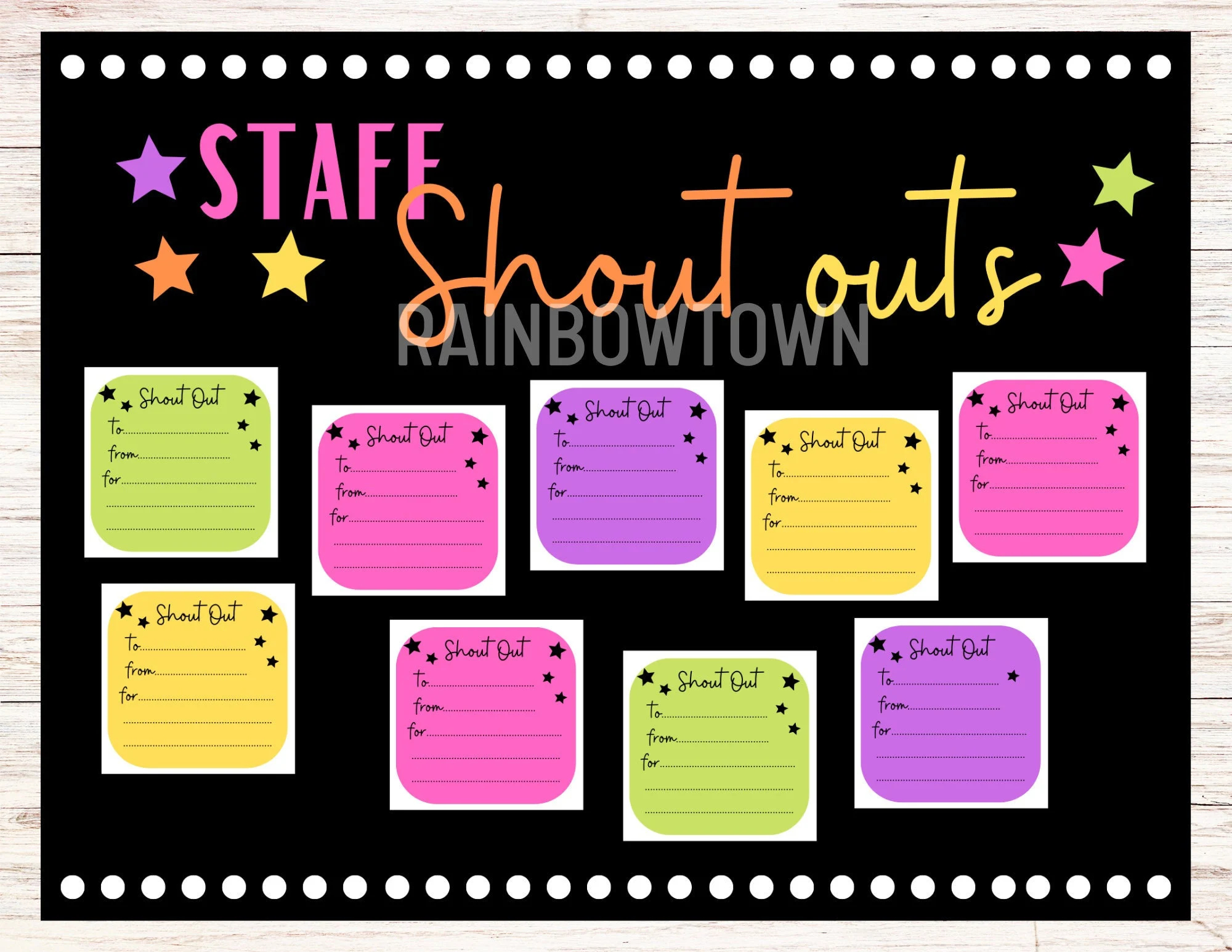 Shout Outs Bulletin Board Kit Staff Appreciation Shout Out Card Printable Digital Download Etsy