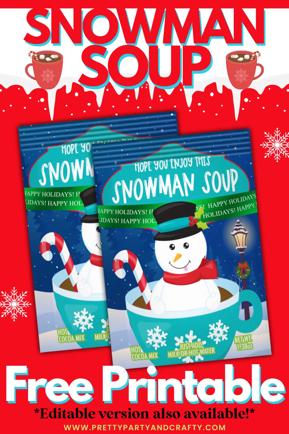 Snowman Soup Printable Pretty Party Crafty