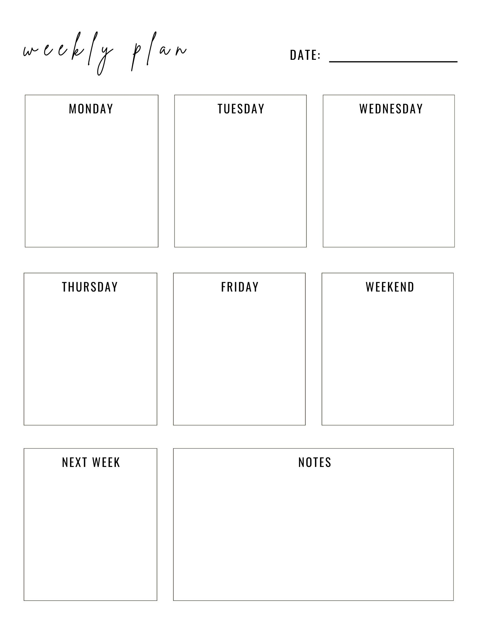 Free Printable Weekly Planner Templates