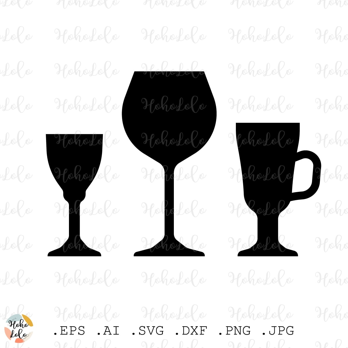 Wine Glasses Svg Silhouette Cricut Stencil Template Dxf